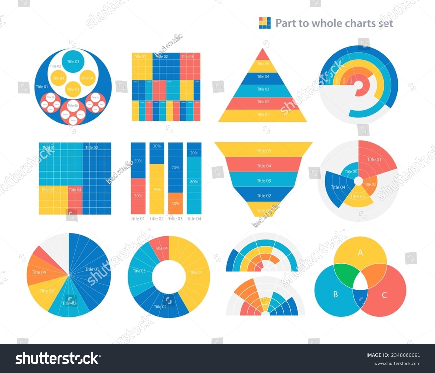 Part to whole infographic charts design template Royalty Free Stock