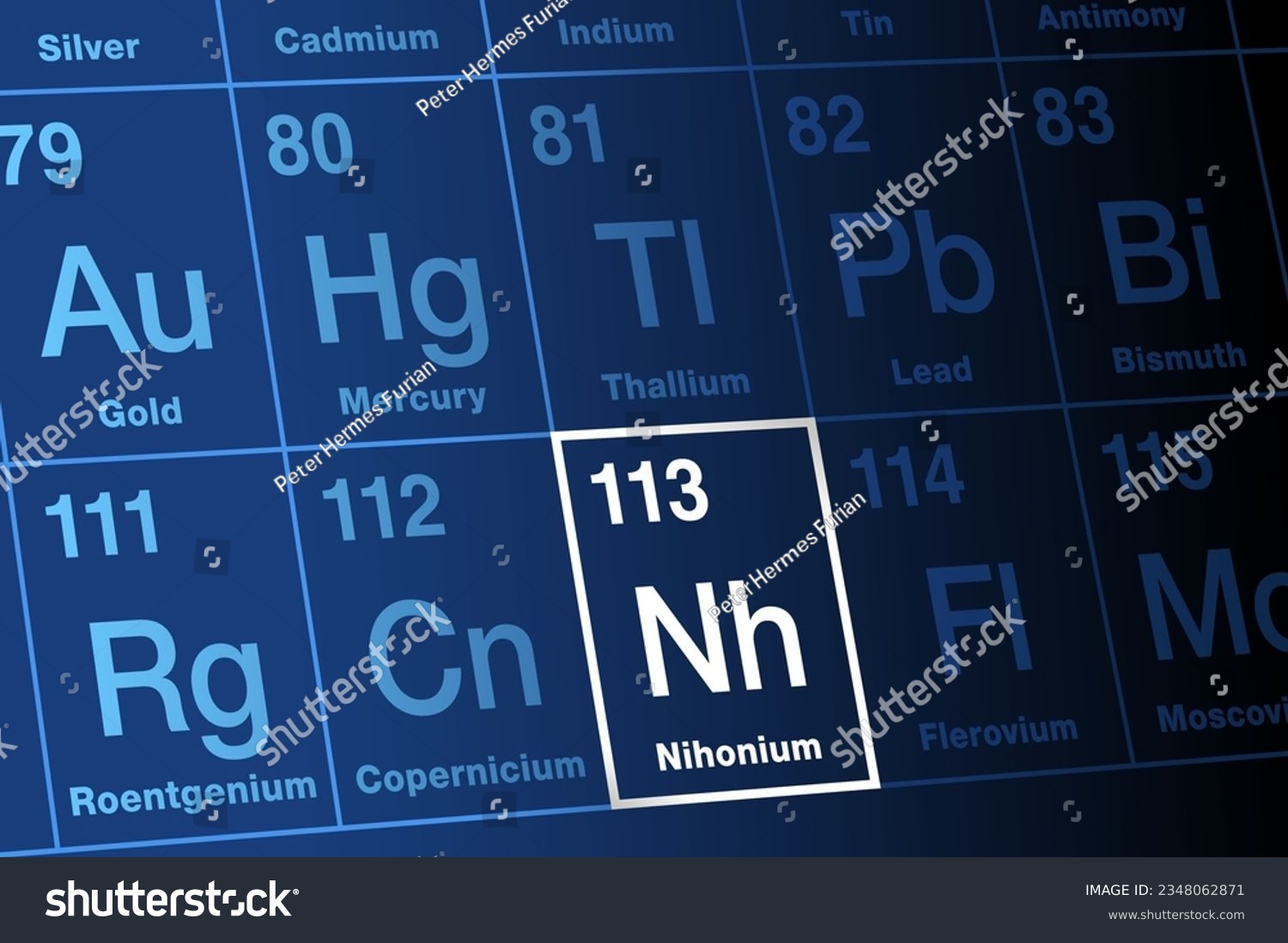 Nihonium on periodic table of elements. - Royalty Free Stock Vector ...