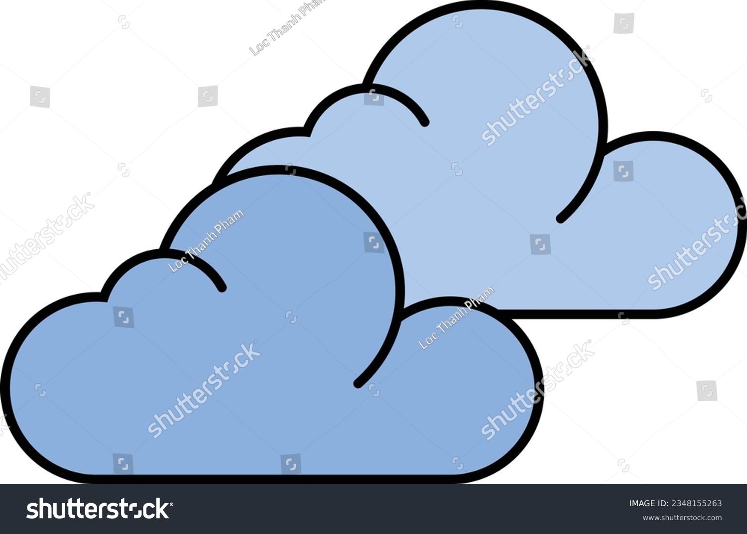 cloudy gray grey mostly partly Outline - Royalty Free Stock Vector ...