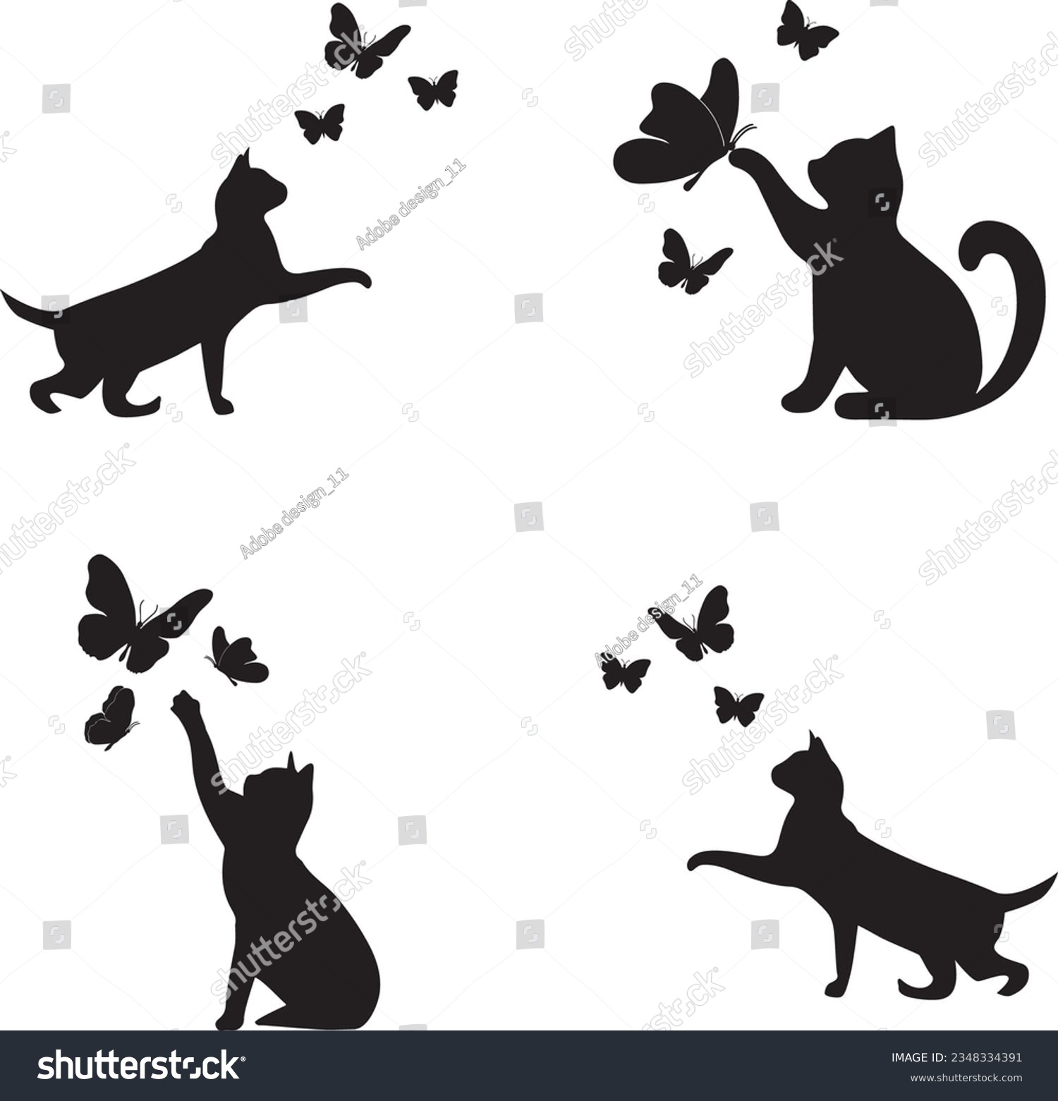 Cat and butterfly Svg, cat Svg, butterfly Svg, - Royalty Free Stock ...