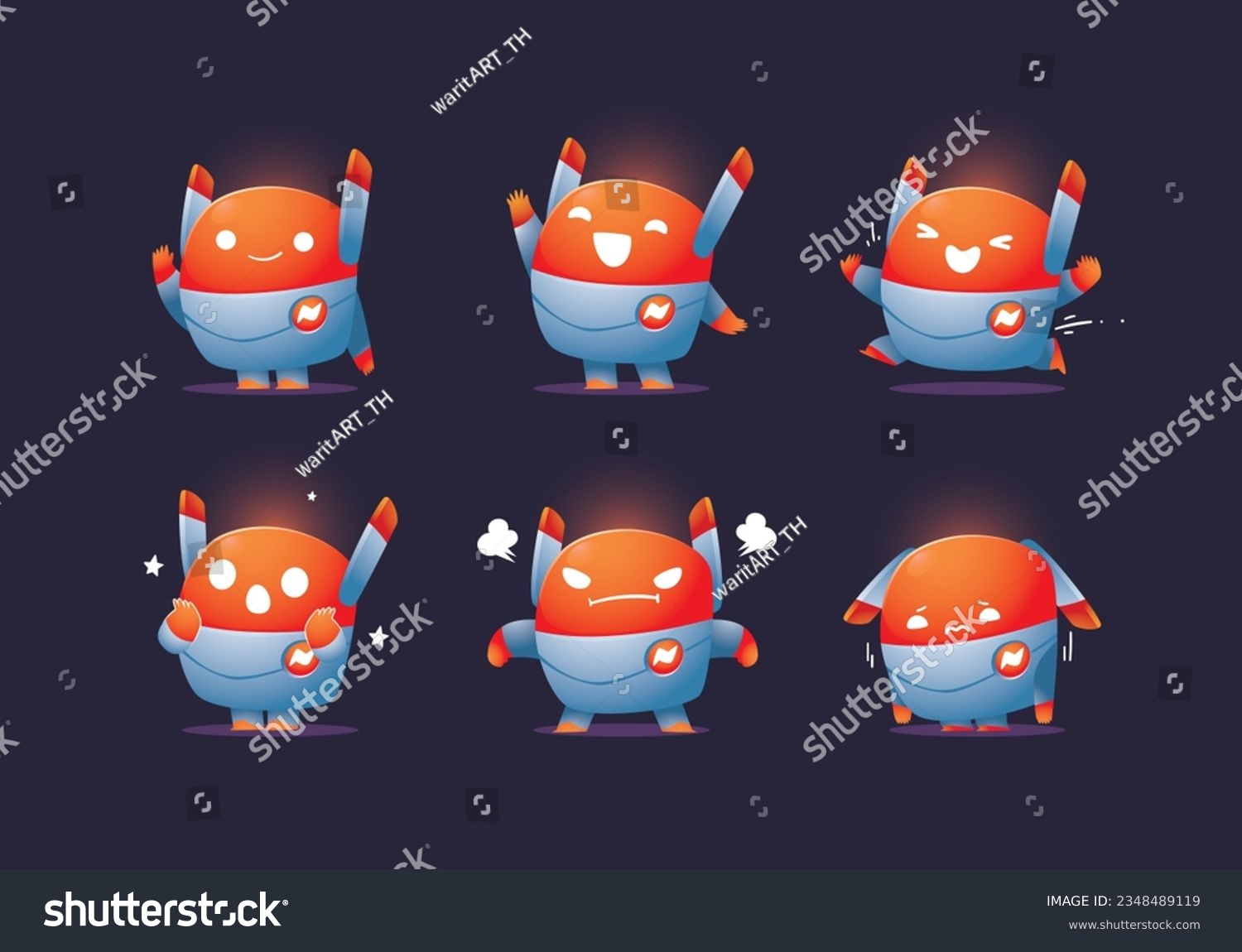 modern minimal simple robot mascot character set - Royalty Free Stock ...