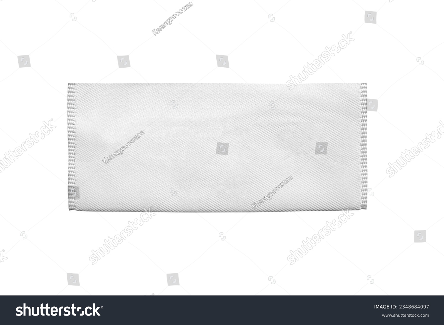 White blank clothing tag label isolated on white background #2348684097