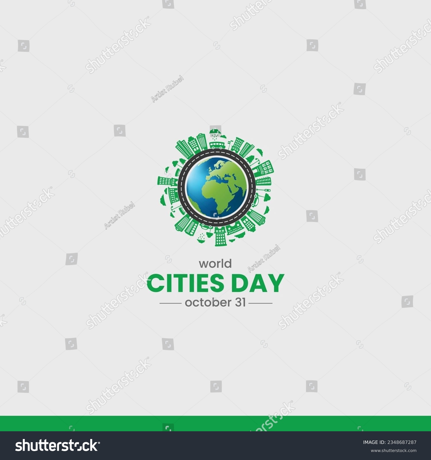 World Cities Day. Green City World Creative - Royalty Free Stock Vector 