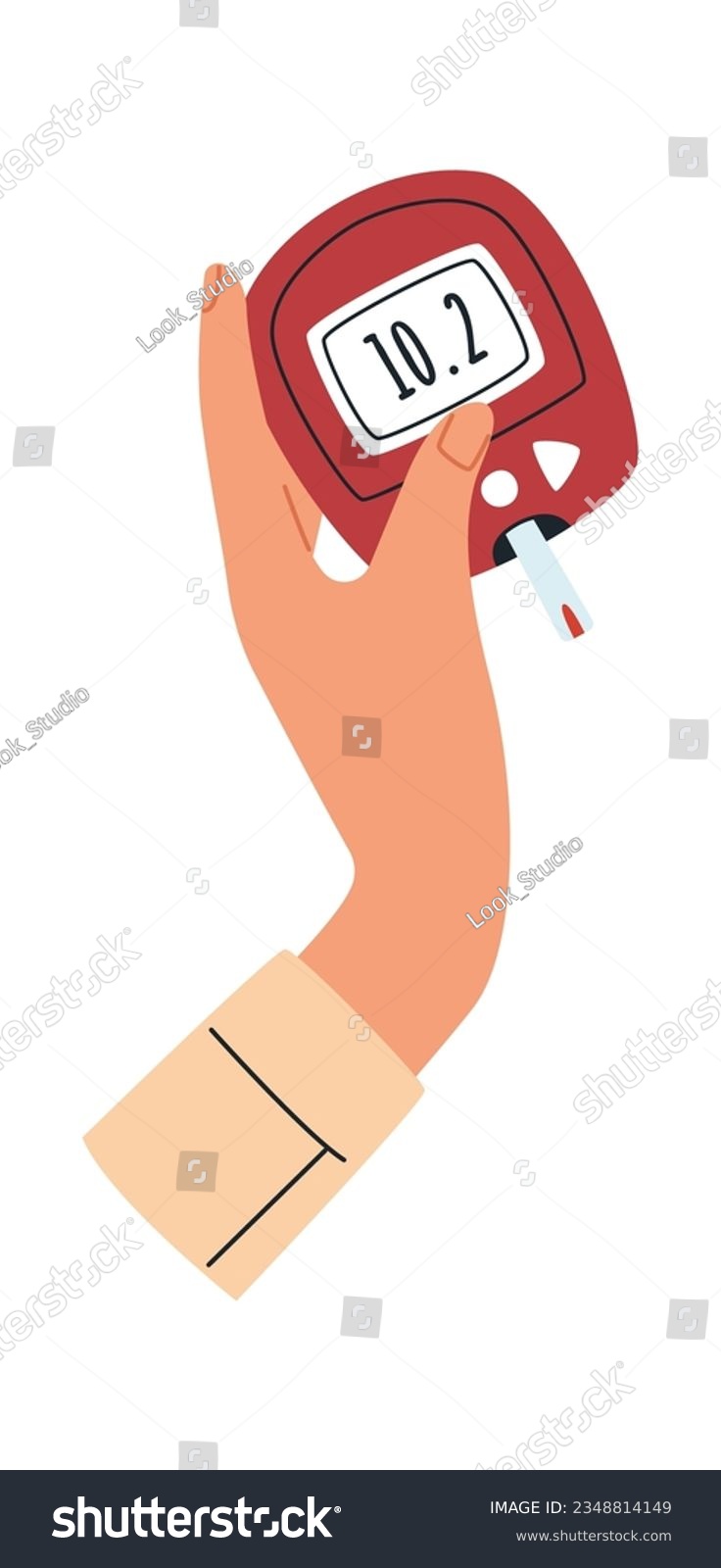 Hand With Glucometer Vector Illustration - Royalty Free Stock Vector ...