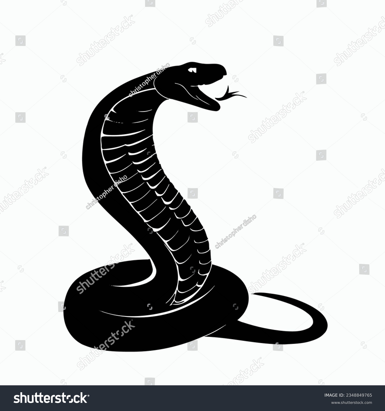 Vector Silhouette of Snake, Slithering Snake - Royalty Free Stock ...