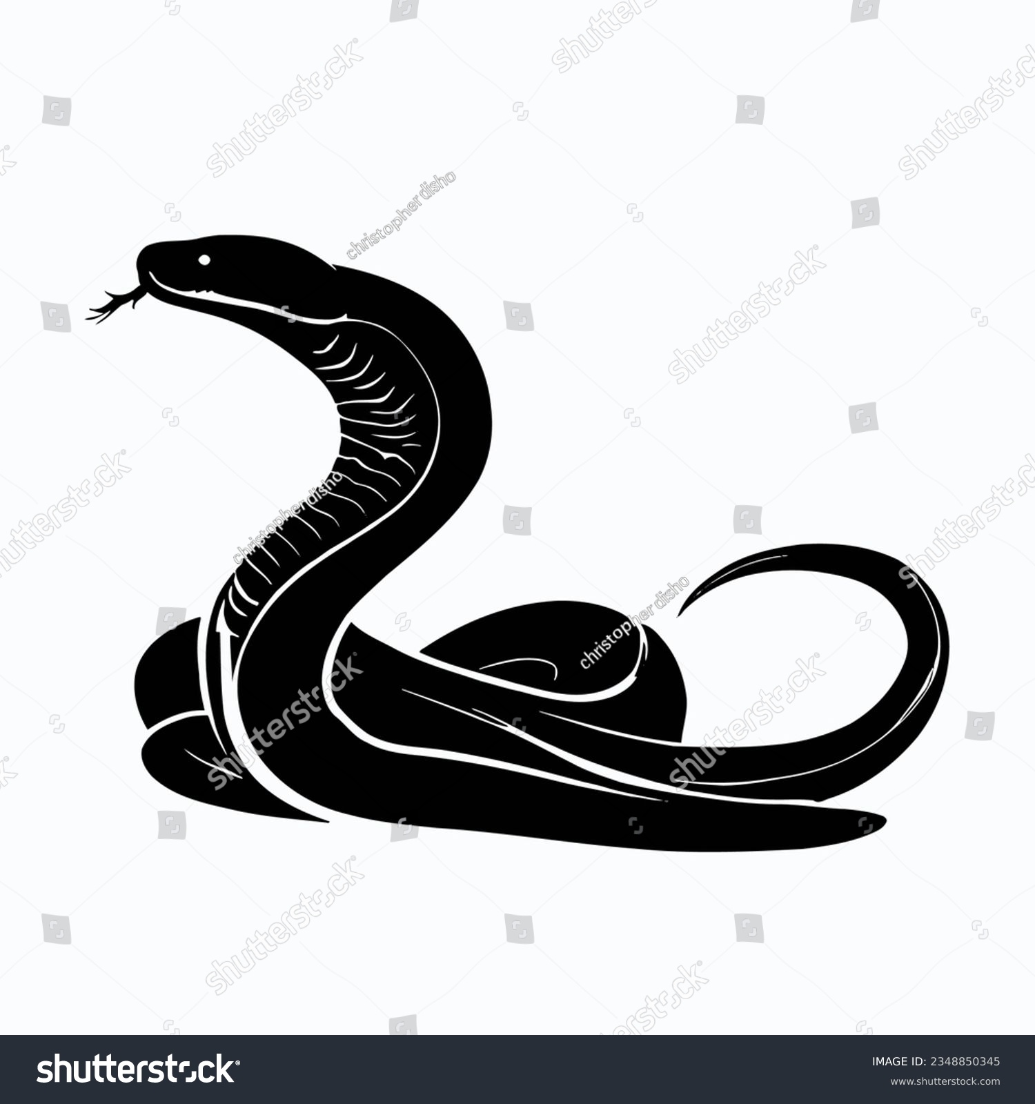 Vector Silhouette of Snake, Slithering Snake - Royalty Free Stock ...