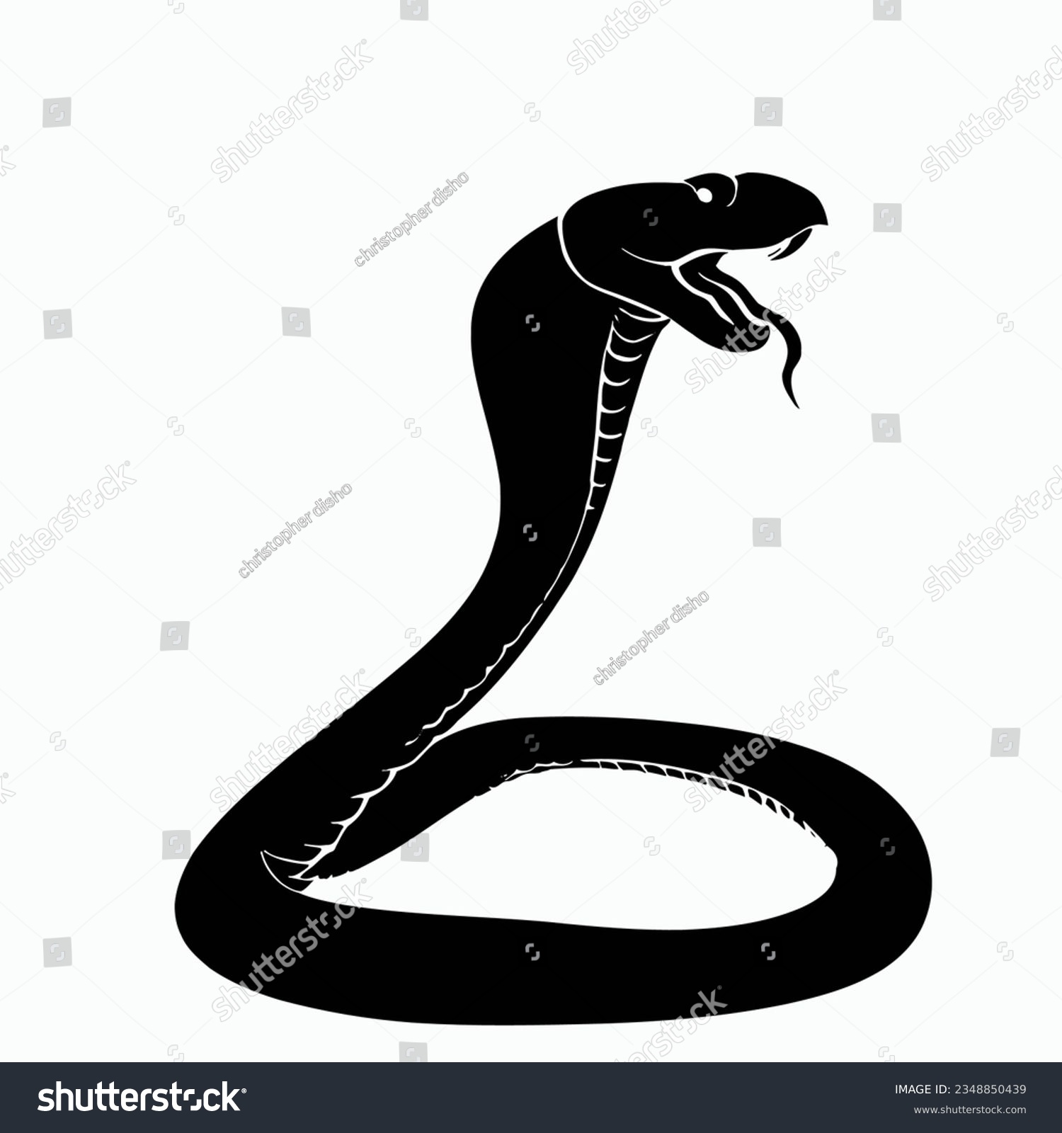 Vector Silhouette of Snake, Slithering Snake - Royalty Free Stock ...