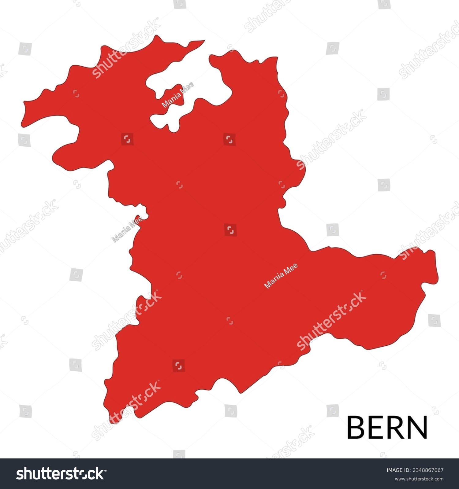 Bern map, Bern map city in red color, Swiss map - Royalty Free Stock ...