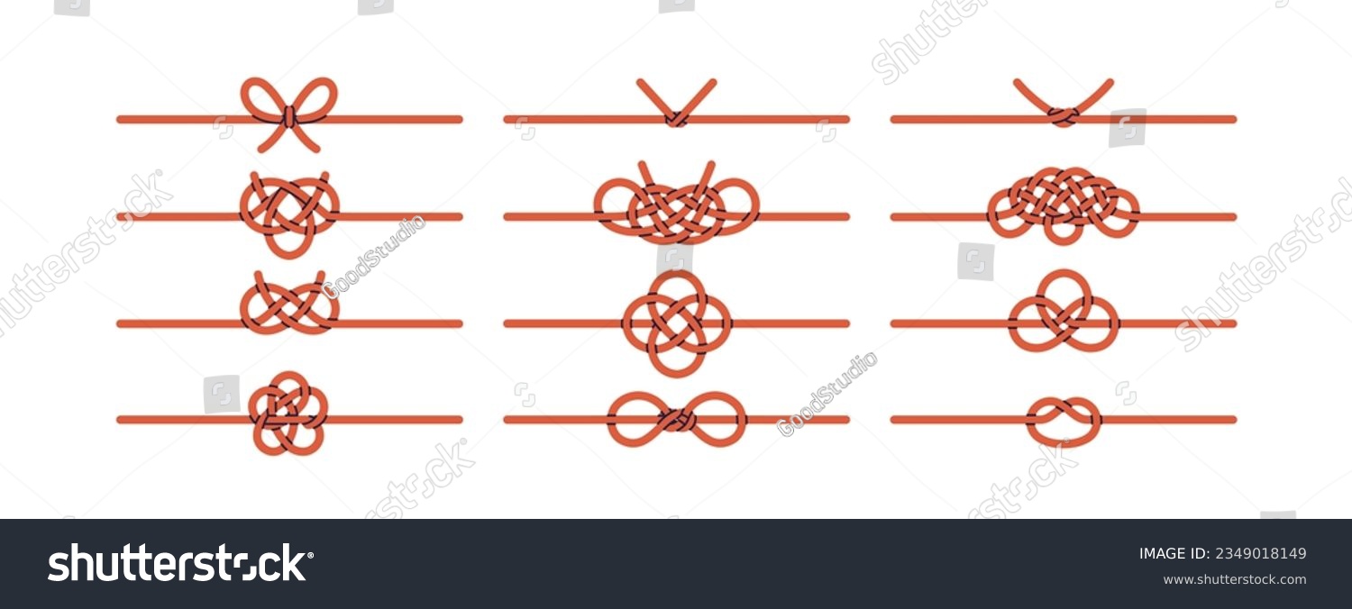 Japan knots patterns set. Mizuhiki, Japanese - Royalty Free Stock ...