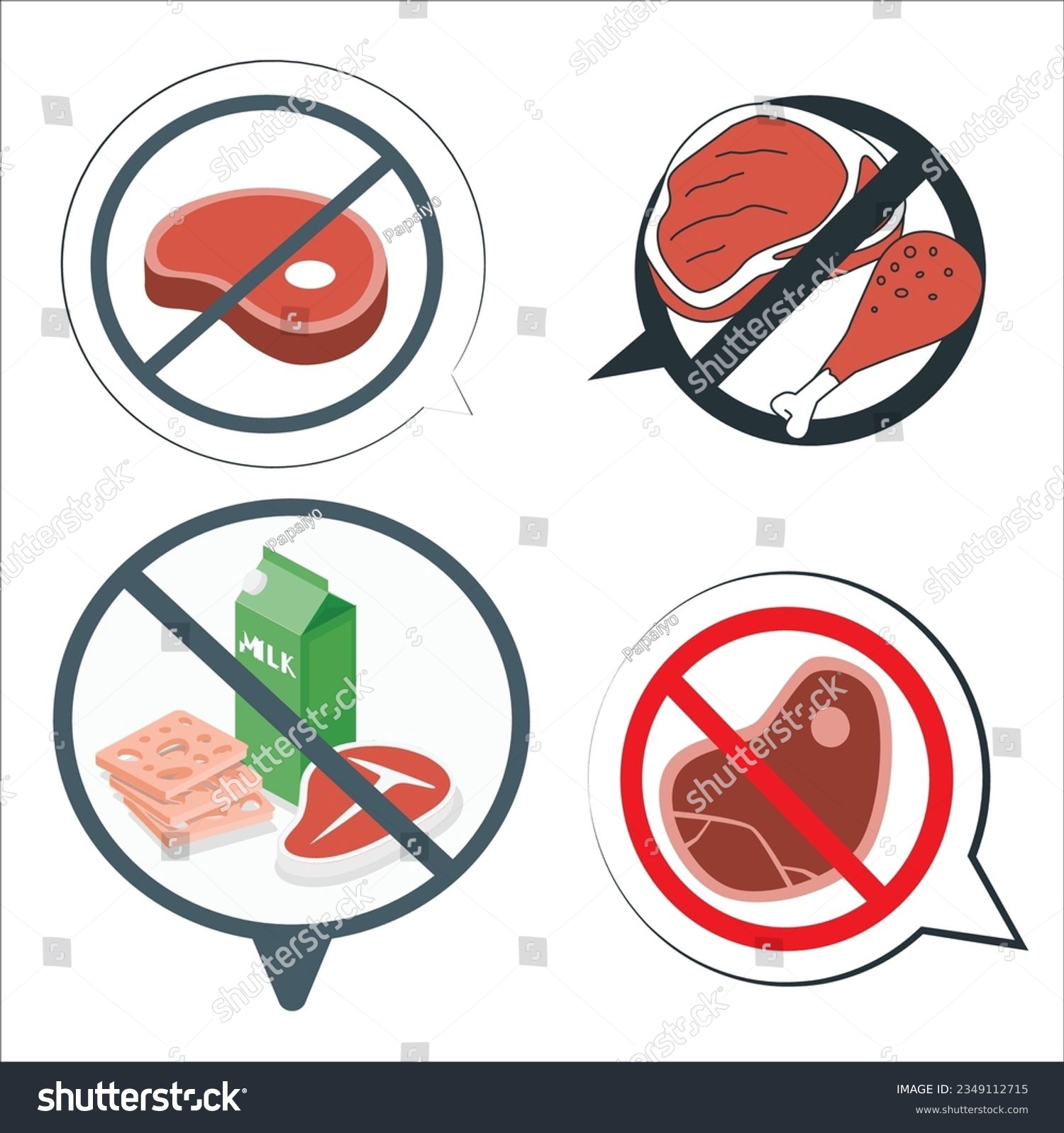 Forbidden sign with cut meat. Meat prohibited - Royalty Free Stock ...