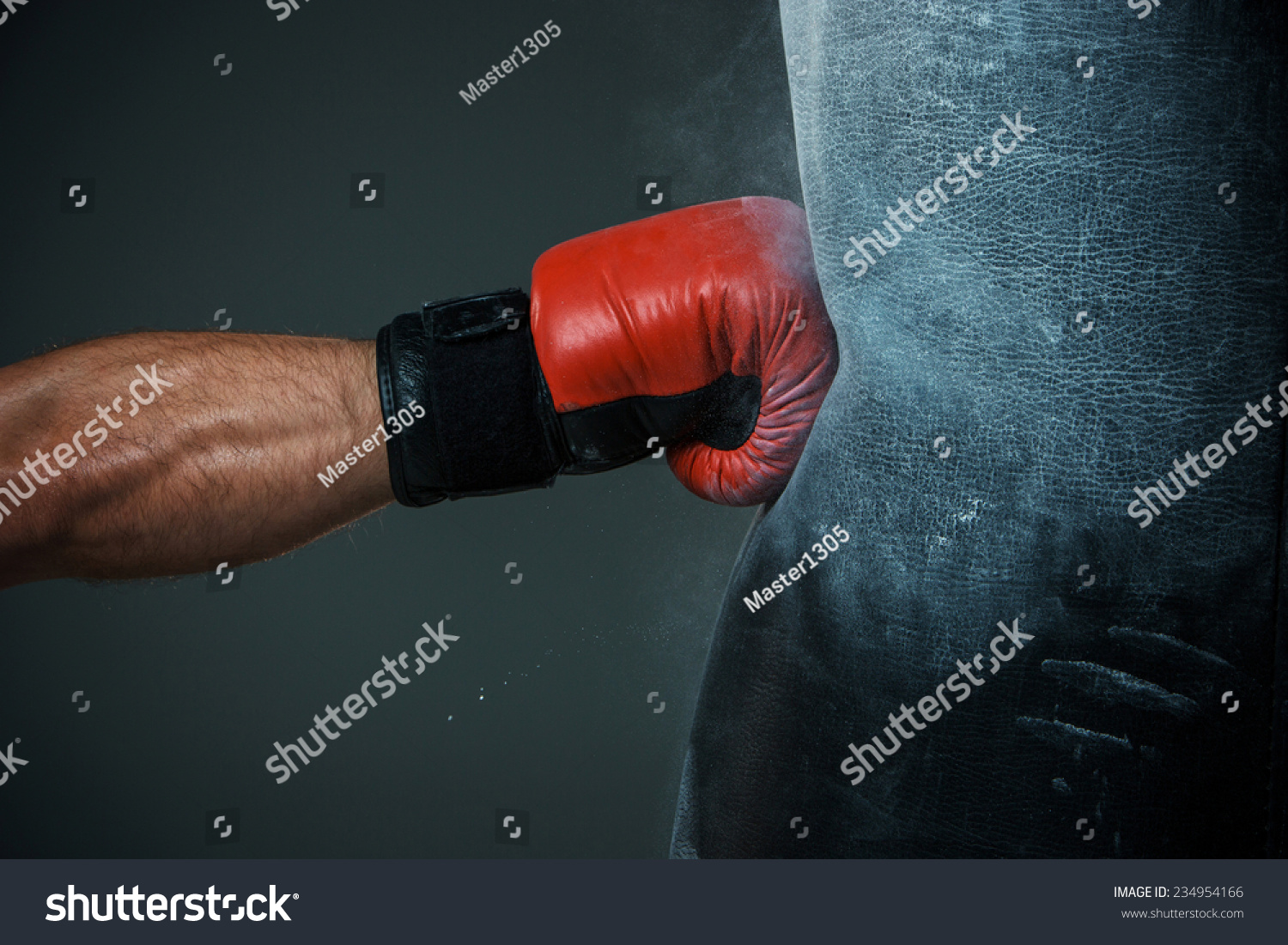 Hand  of boxer and punching bag over black background #234954166