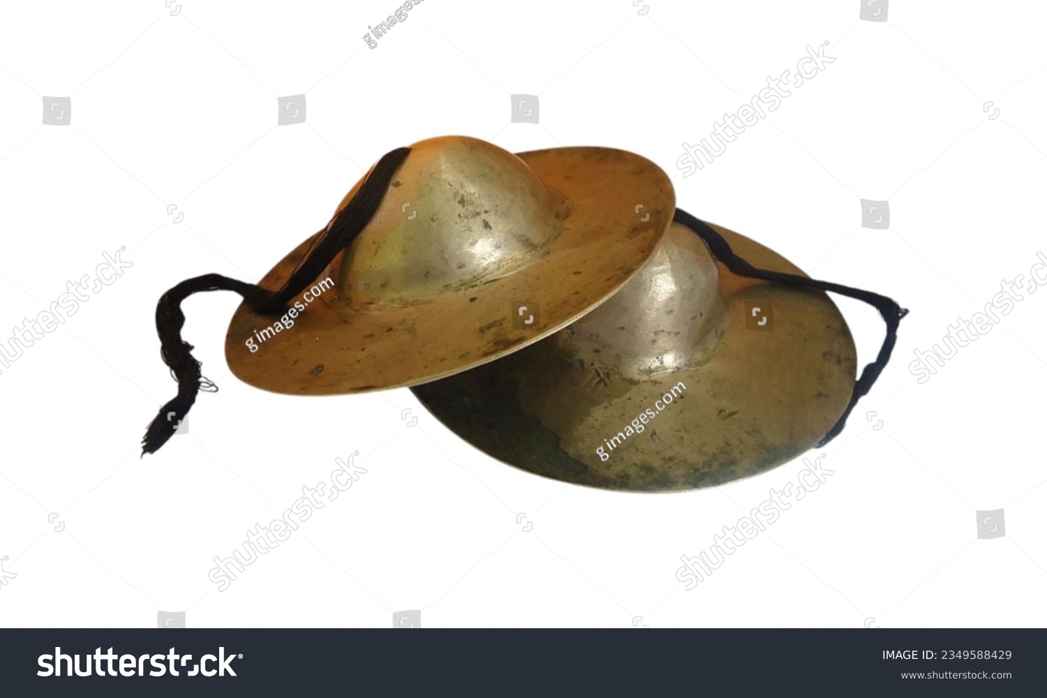 Cymbals: Percussion instruments made of metal alloys, producing crashing and shimmering sounds when struck. #2349588429