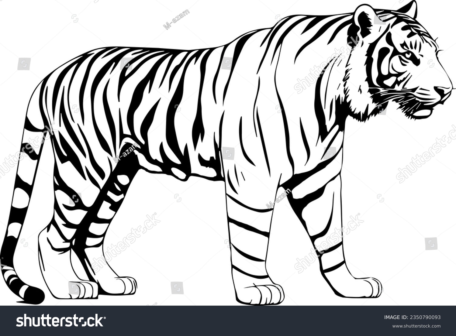 Tiger Silhouette Vector Illustration Isolated On Royalty Free Stock Vector 2350790093 