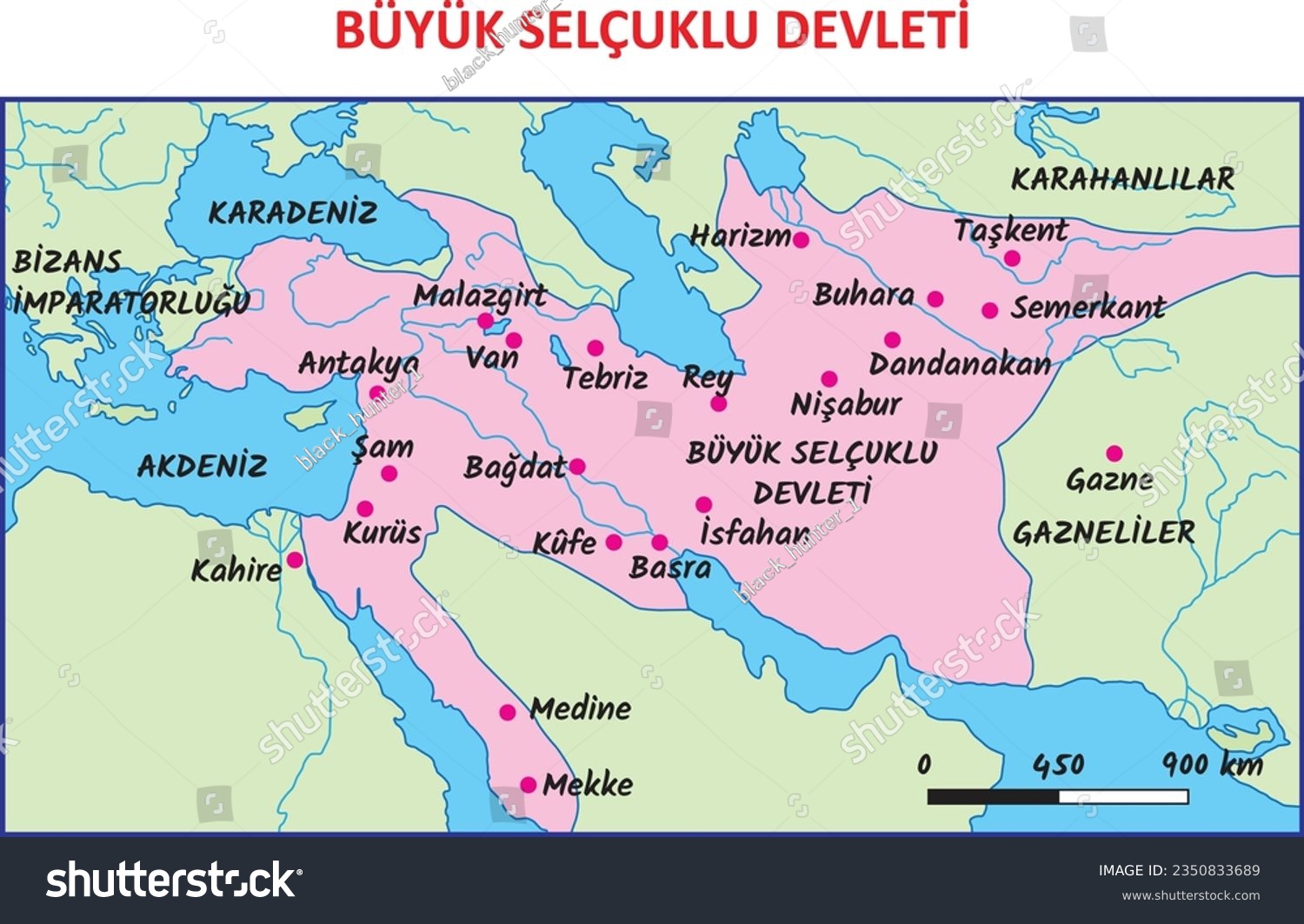 Great Seljuk State Map Drawing. Translate: - Royalty Free Stock Vector ...