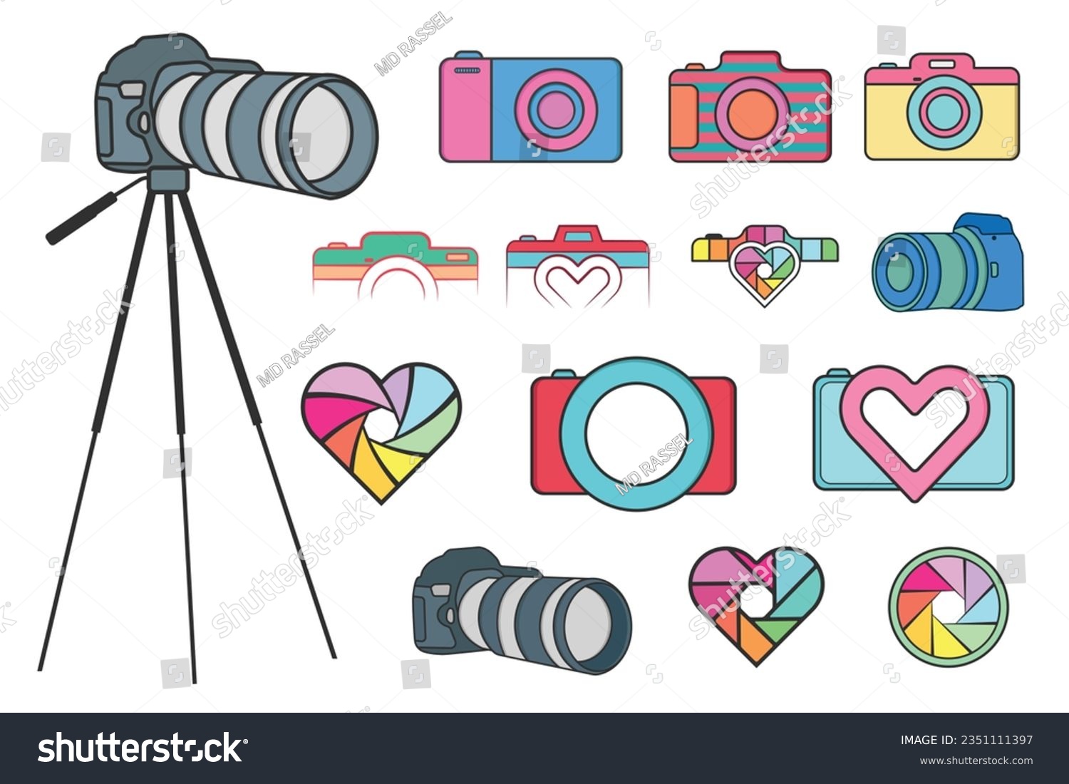 Camera Clipart Vector Bundle, Photographer - Royalty Free Stock Vector ...