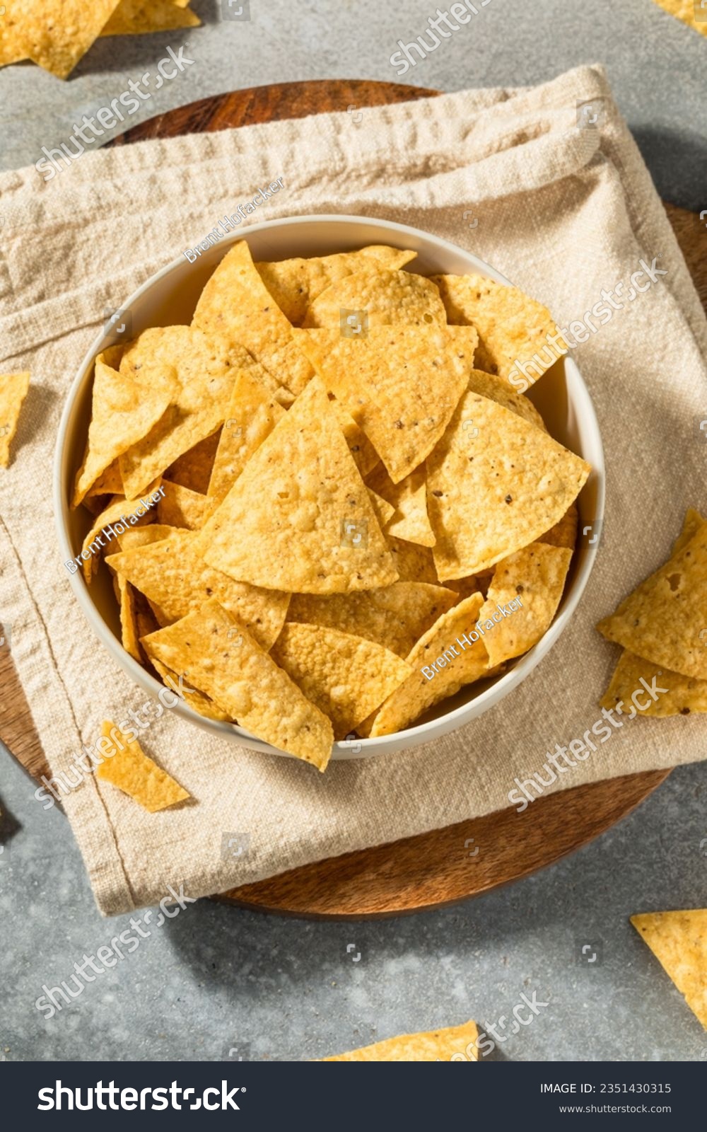 Homemade Triangle Tortilla Corn Chips in a Bowl #2351430315
