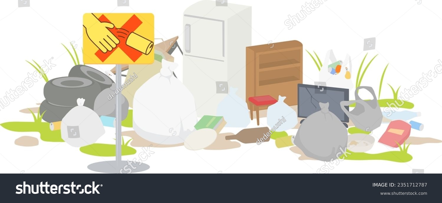 Illustration of a pile of illegally dumped garbage #2351712787