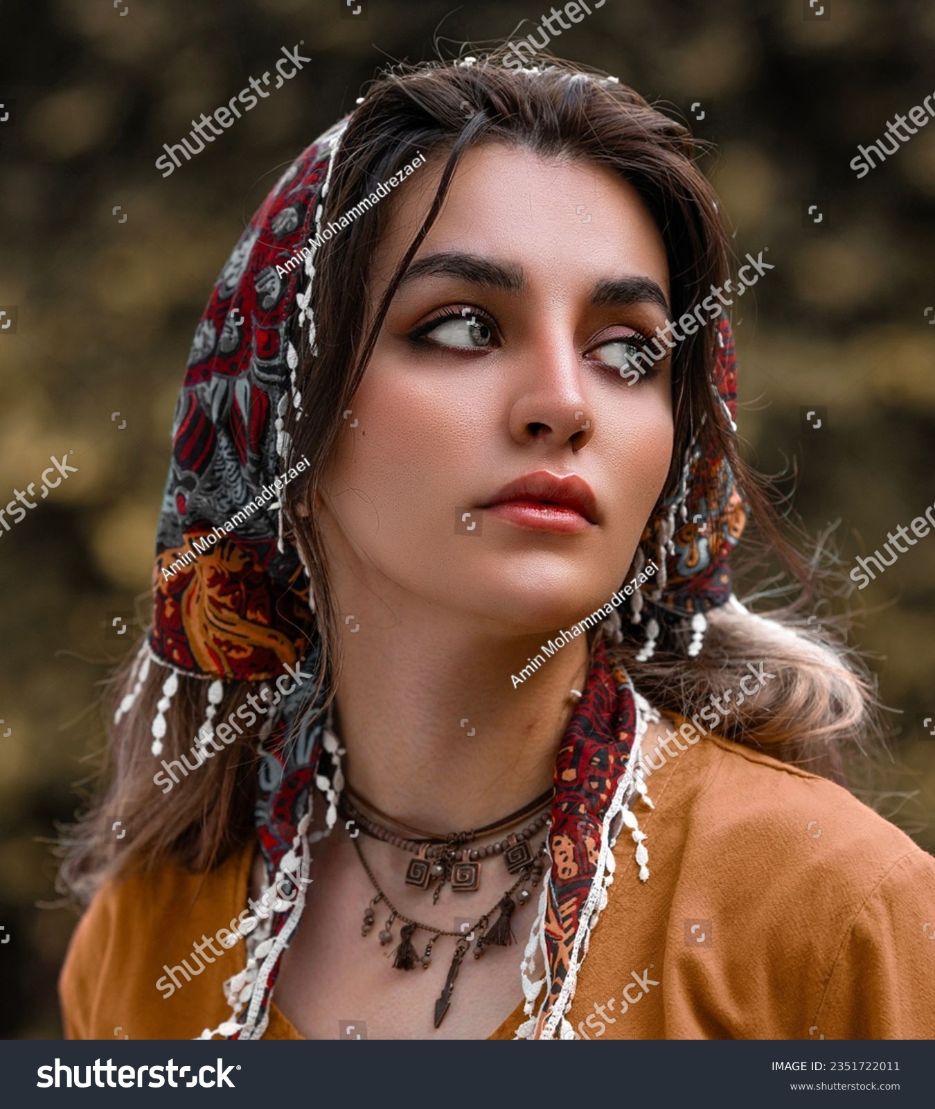 Persian Girl with Traditional Dress in Nature - Royalty Free Stock ...