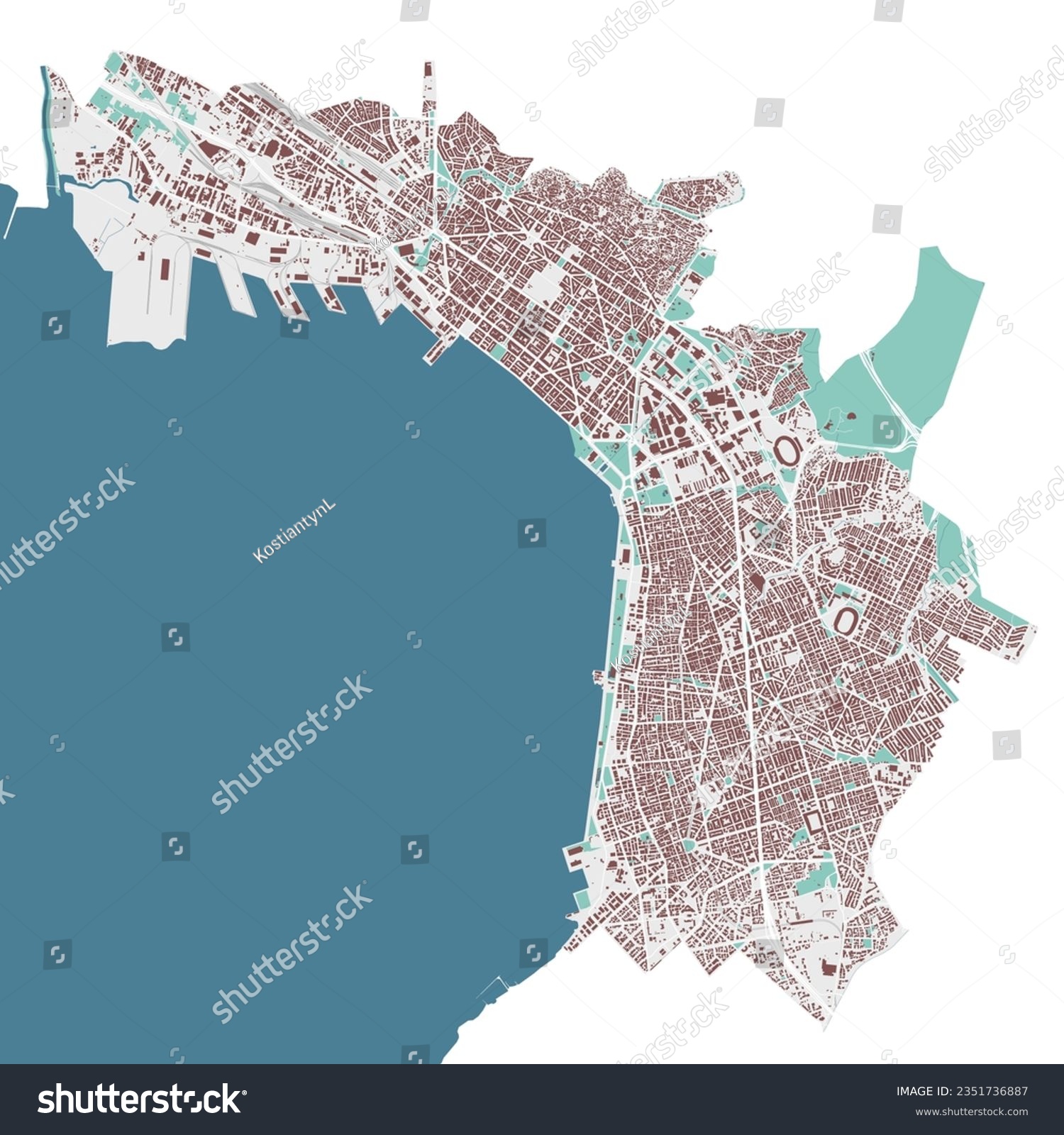 Thessaloniki map, detailed administrative area with border #2351736887