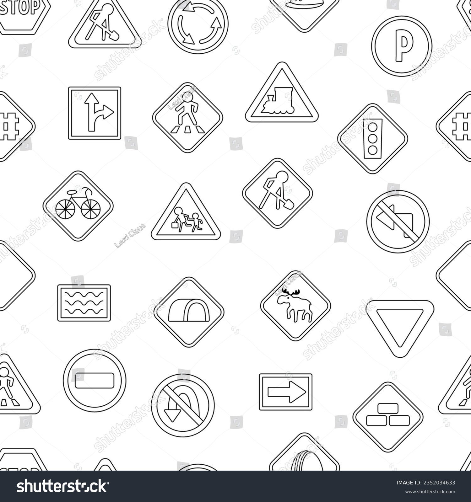 Vector black and white road signs seamless - Royalty Free Stock Vector ...