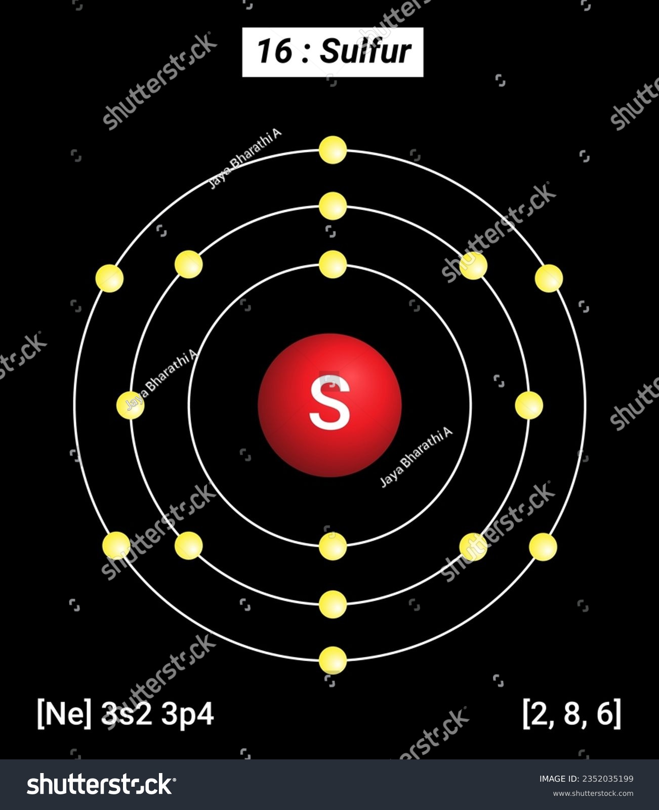 S Sulfur, Periodic Table of the Elements, Shell - Royalty Free Stock ...