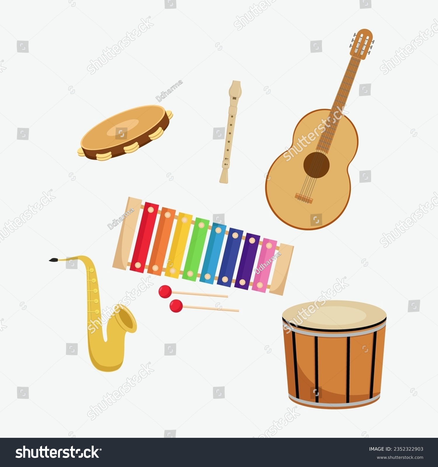 Alat Musik Gaya Kartun Koleksi Alat Musik Ikon Royalty Free Stock Vector 2352322903 5914