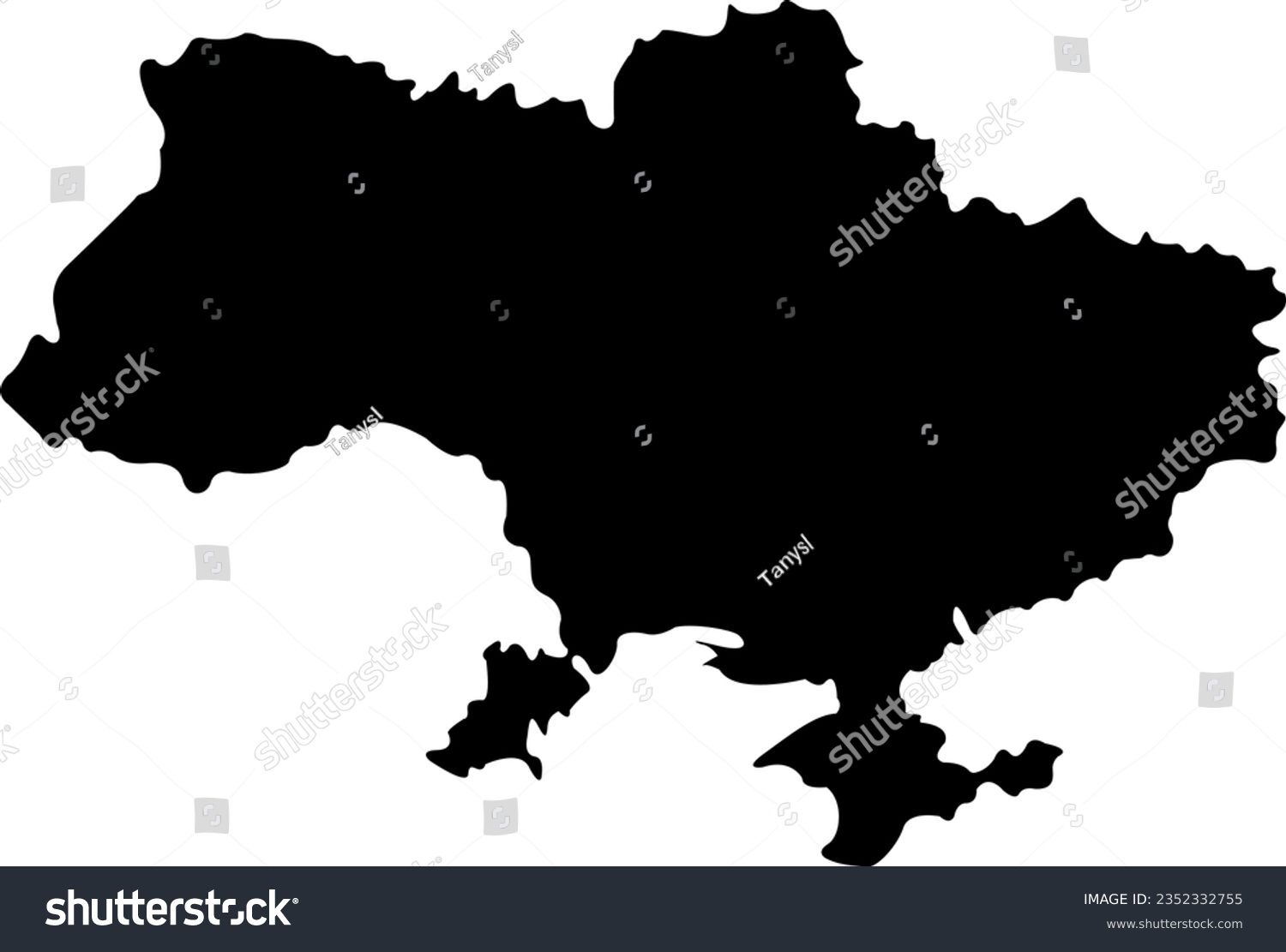 Ukraine map. Card silhouette. Ukrainian border. - Royalty Free Stock ...