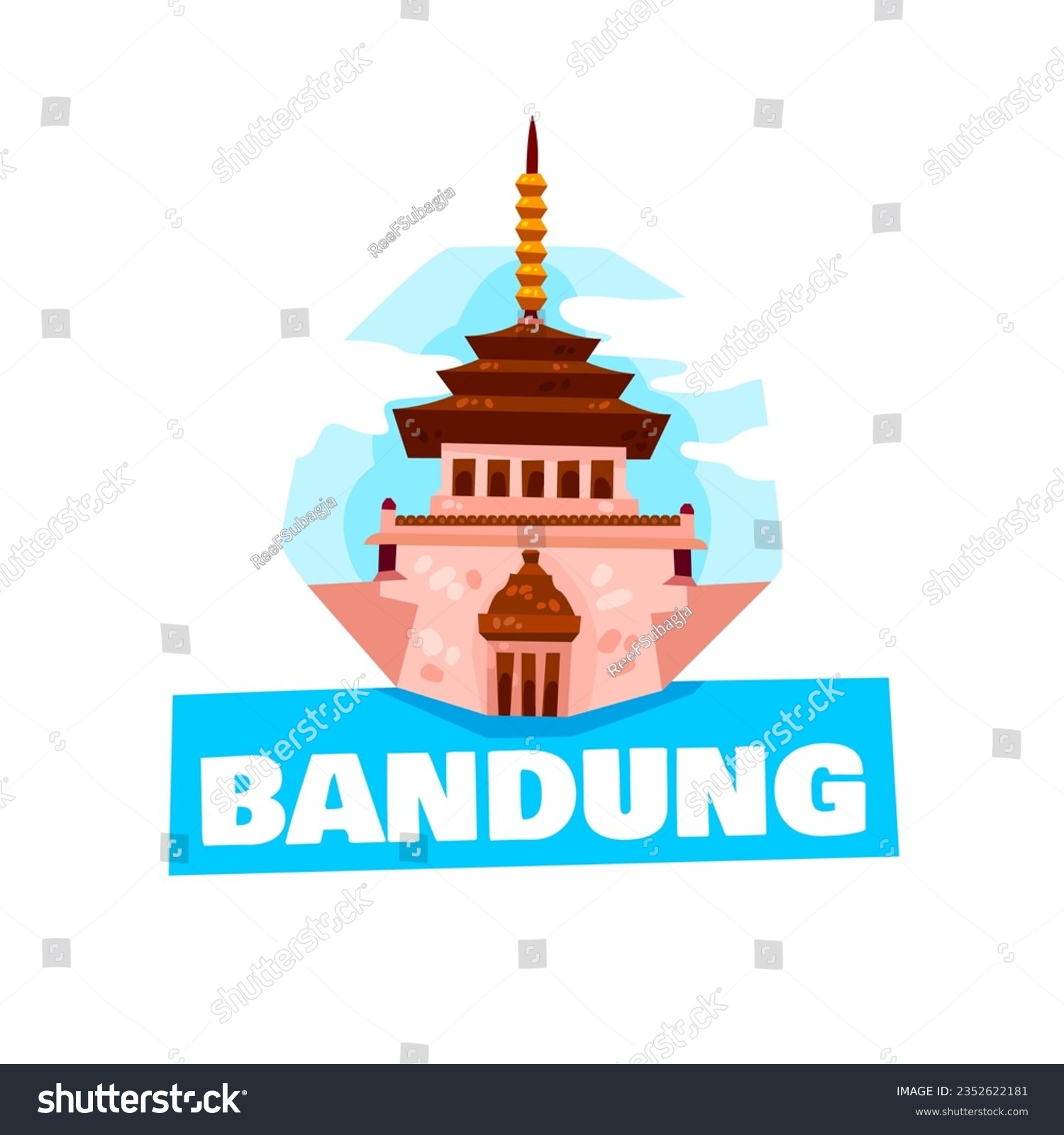 Illustration Of Gedung Sate Historical Building Royalty Free Stock Vector 2352622181 9925