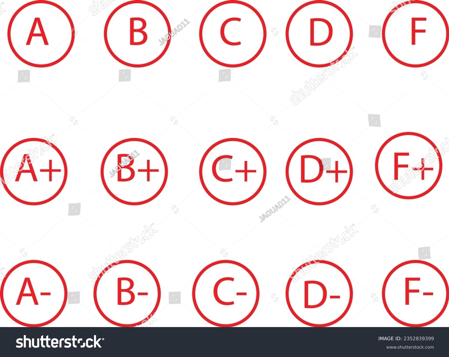 Grading system. Grades set isolated on white - Royalty Free Stock ...