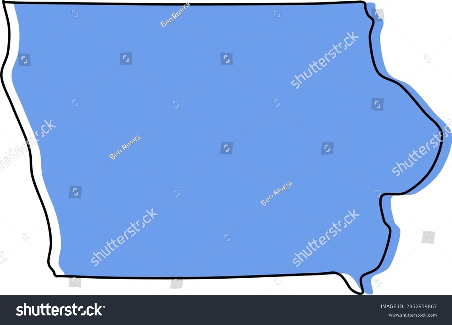 iowa map, iowa vector stylized, iowa outline - Royalty Free Stock ...