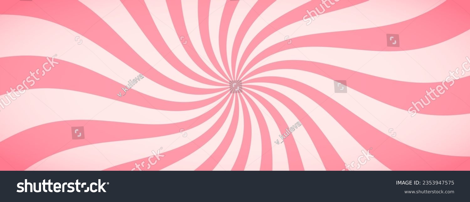 Candy color sunburst background. Abstract pink cream sunbeams design wallpaper. Colorful spinning lines for template, banner, poster, flyer. Sweet rotating cartoon swirl or whirlpool. Vector backdrop #2353947575