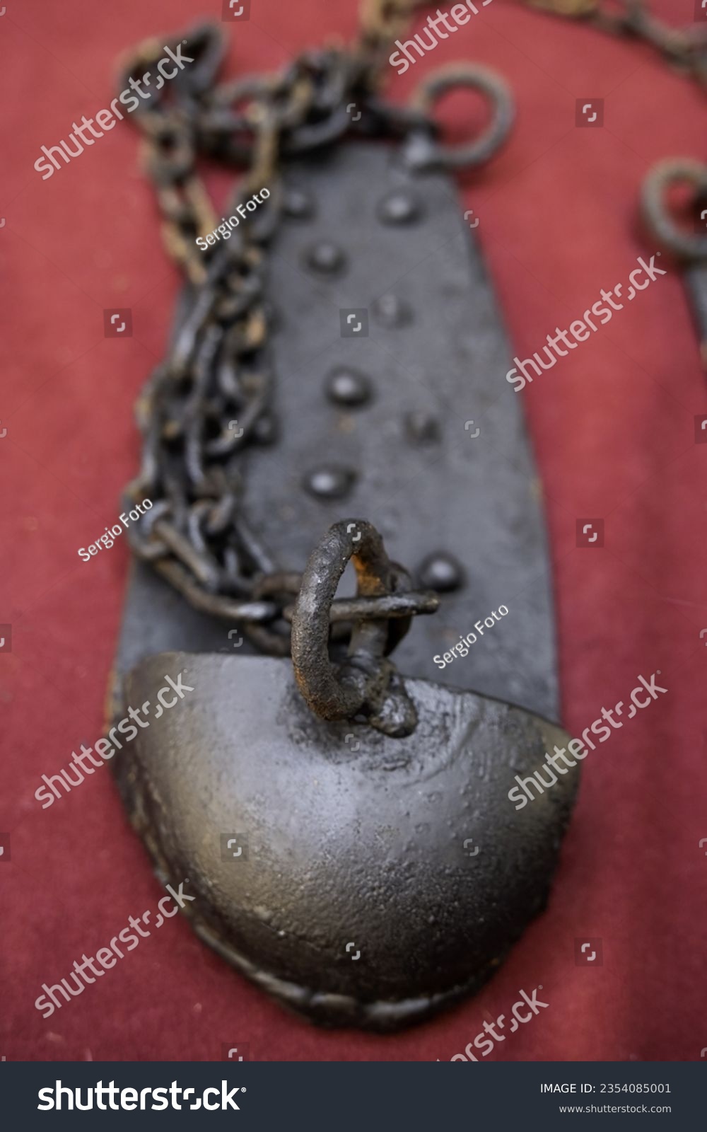 Detail of medieval torture instruments of the inquisition, history #2354085001