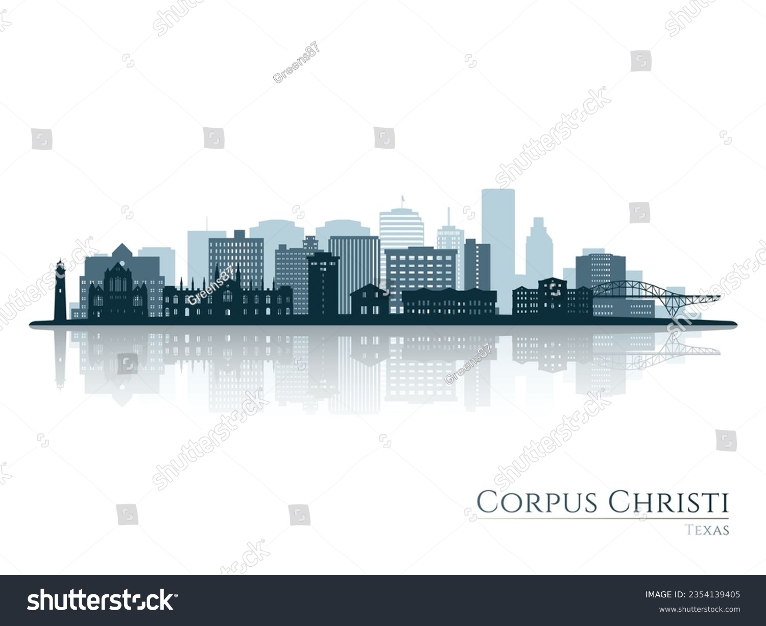 Corpus Christi skyline silhouette with - Royalty Free Stock Vector ...