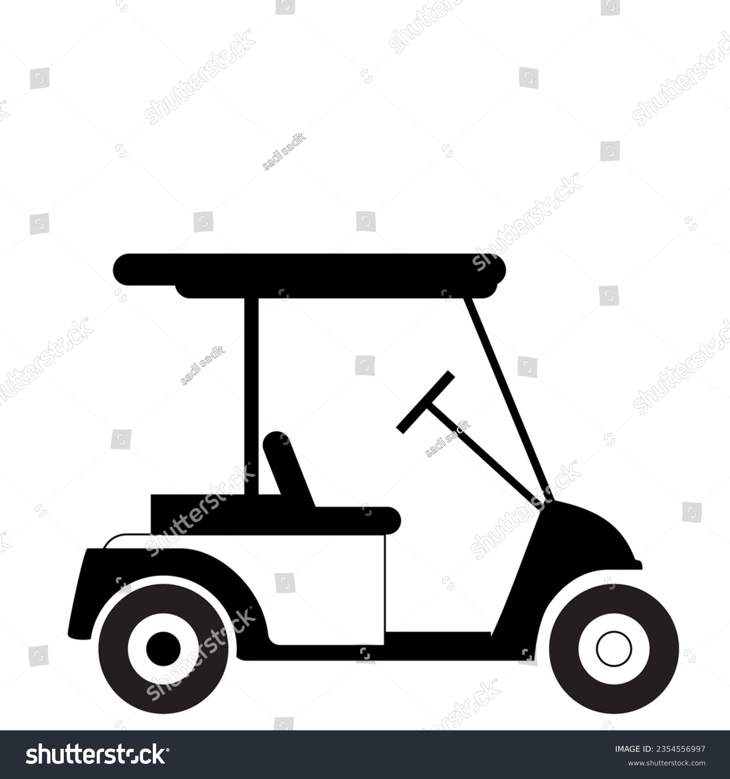 Vector Illustration Of Silhouette Golf Cart. - Royalty Free Stock 