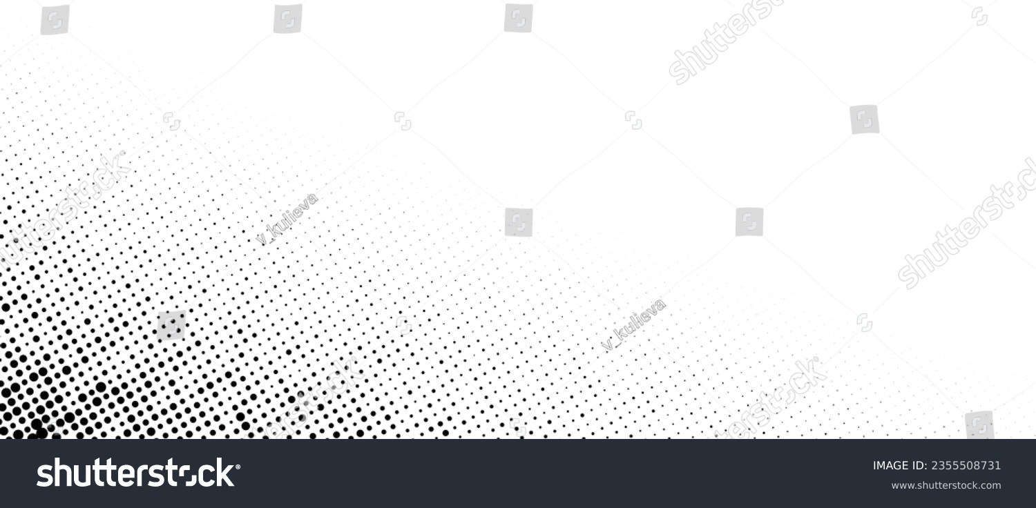 Corner halftone texture. Dotted gradient pattern background. Abstract faded comic pop art wallpaper. Vanishing spotted design backdrop for print, banner, poster, flyer, cover. Vector illustration #2355508731