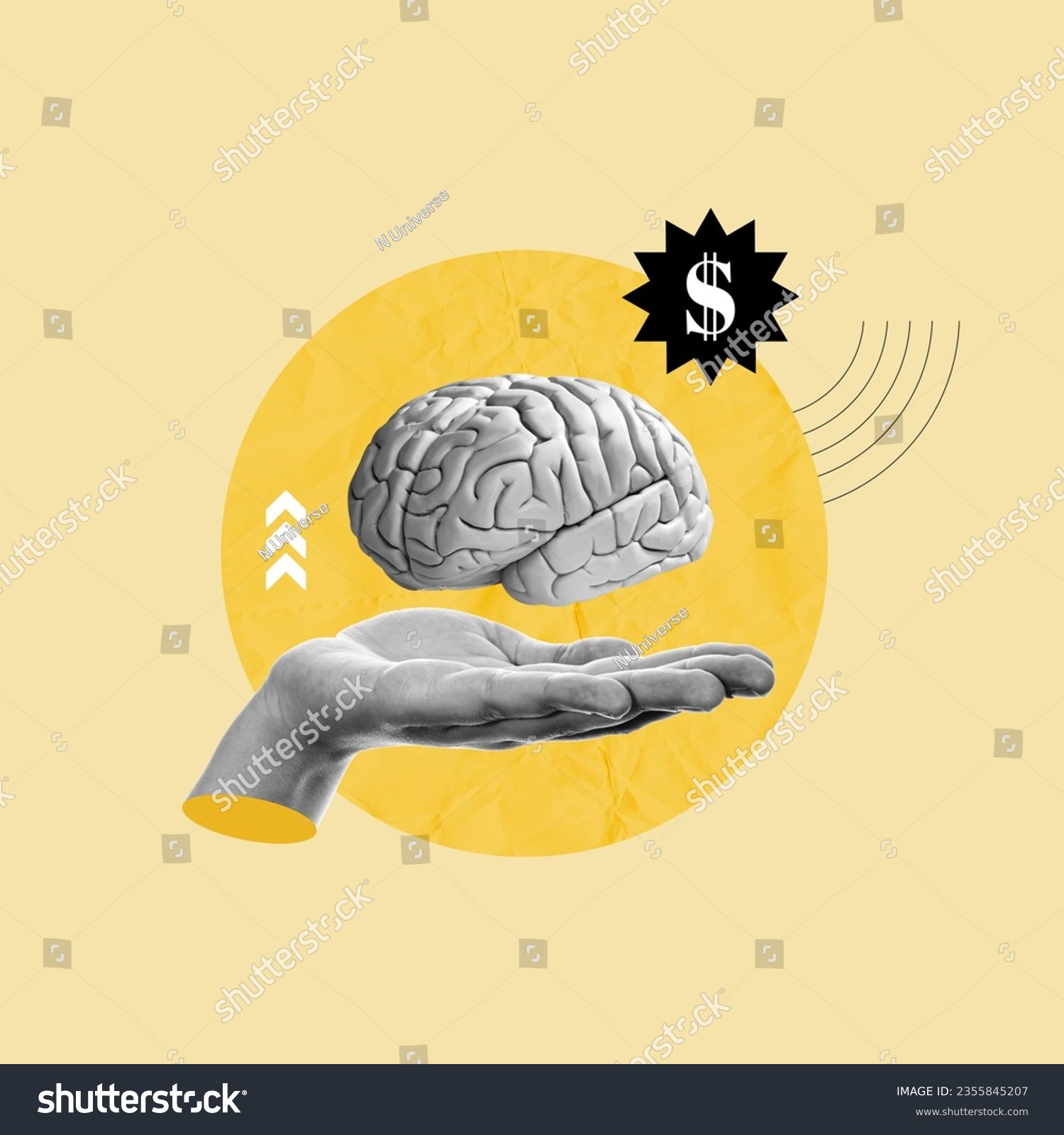 hand with brain, human intelligence, brain, mind, mental problem, mental health cost, psychology cost, research cost, human mind, investment in mental health, brain intervention #2355845207
