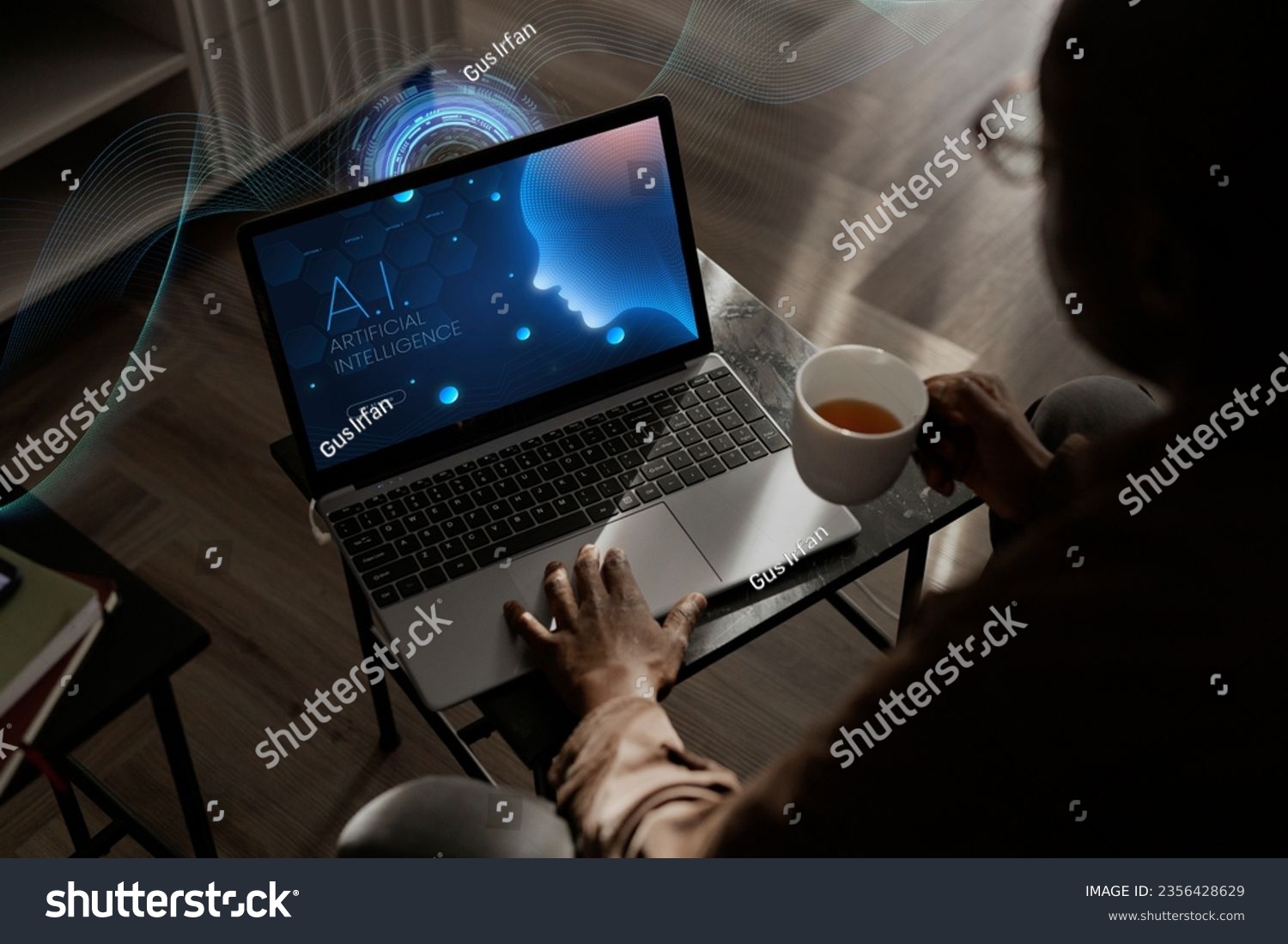 People generating images using artificial intelligence on laptop #2356428629