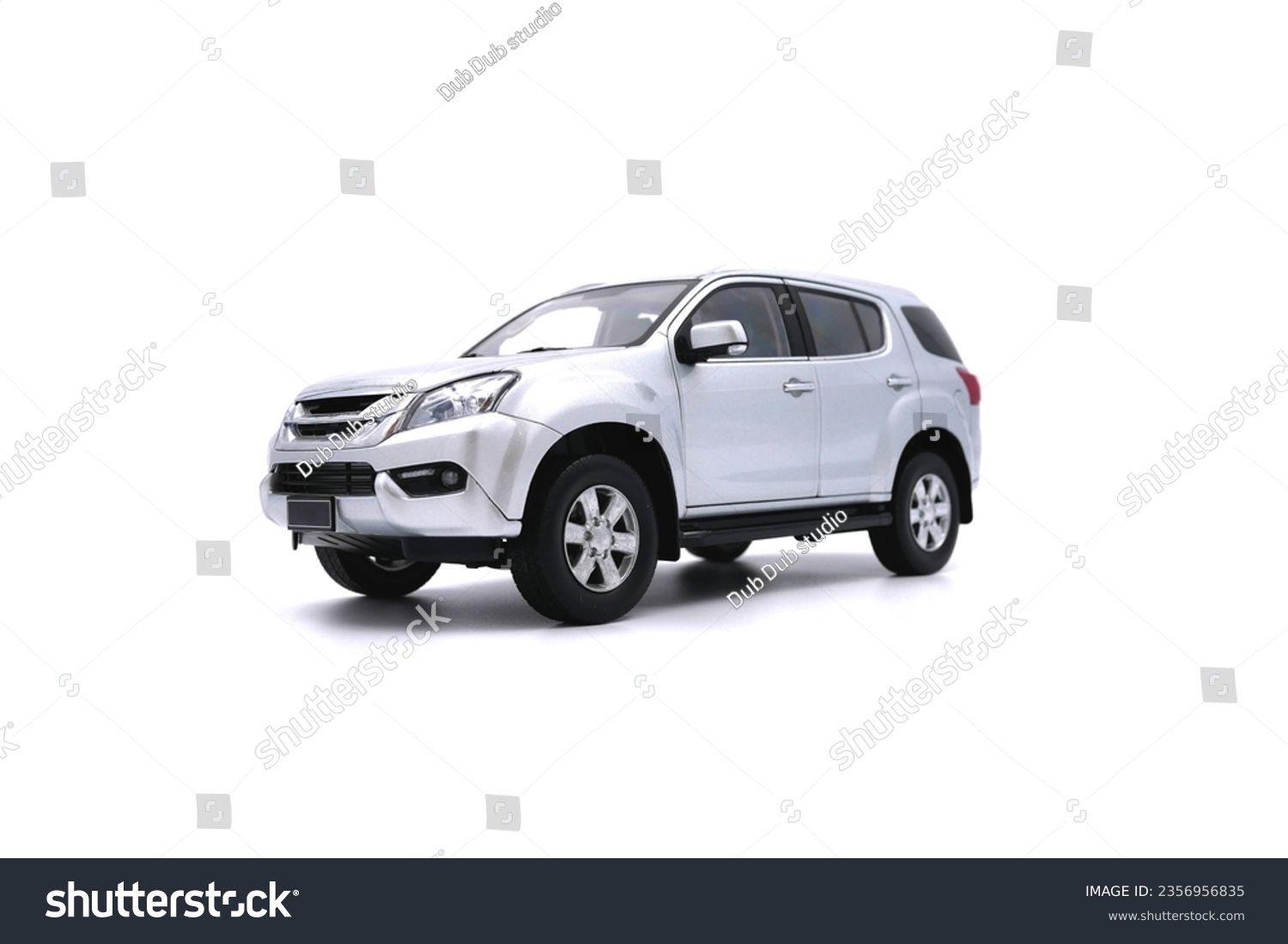 isolated simple and  metallic suv car on white background that easily removable. #2356956835