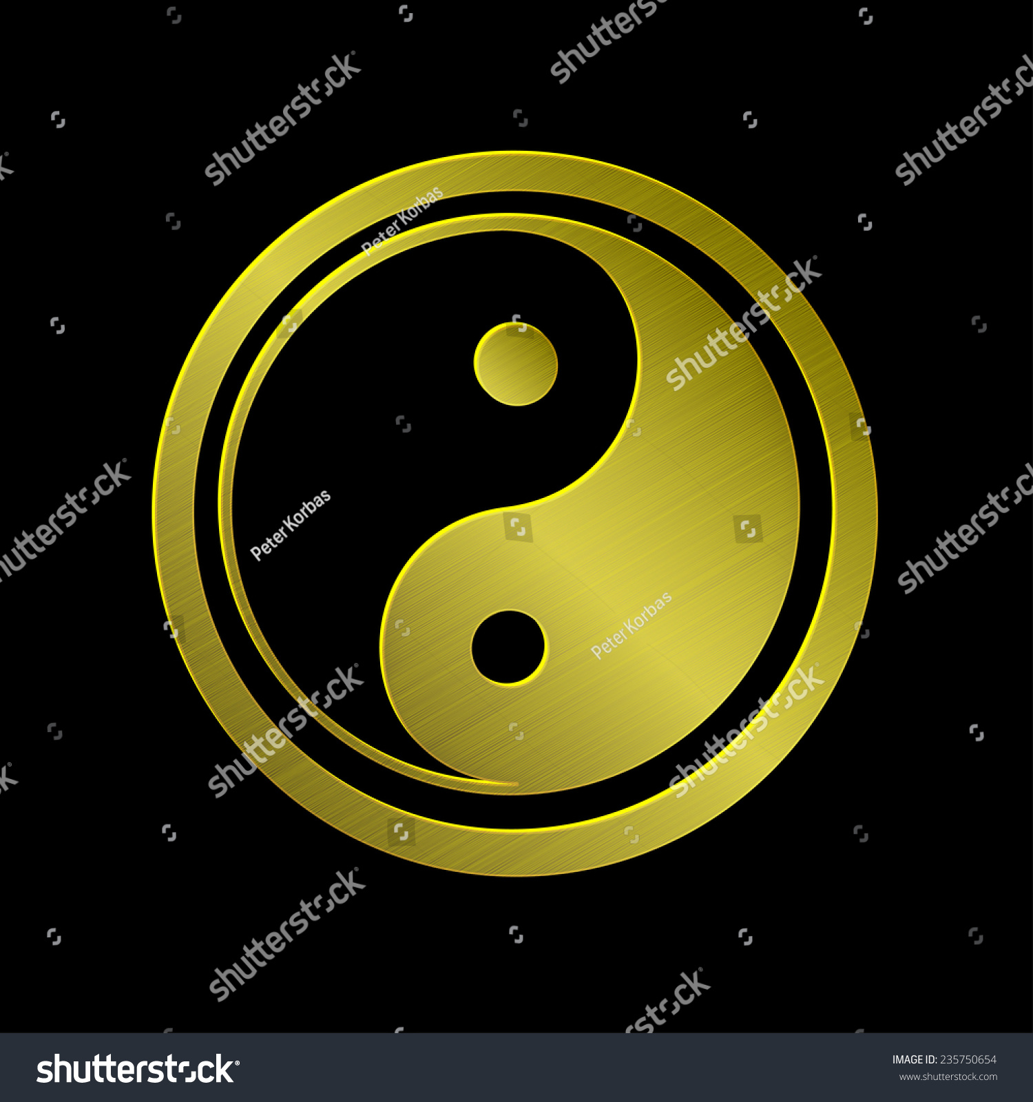 vector illustration of golden metallic Jin Jang, - Royalty Free Stock ...