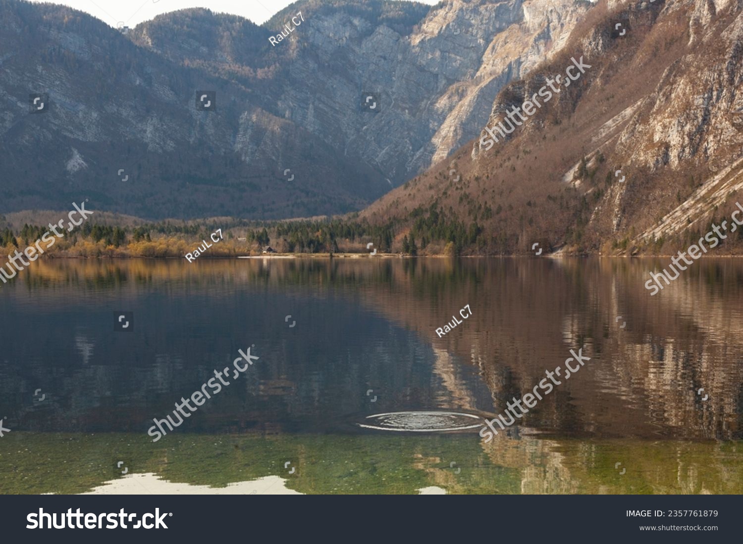 Lake Bled Reflections and Sunset Time in the Julian Alps, Autumn Season European Alps, Bled Radovljica, Slovenia #2357761879
