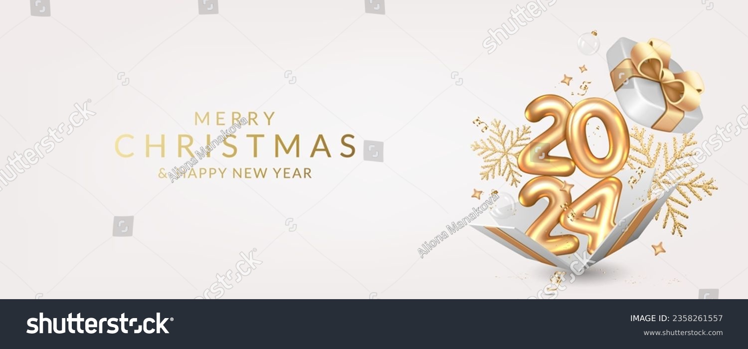 Christmas and New Year 2024 greeting card with Royalty Free Stock