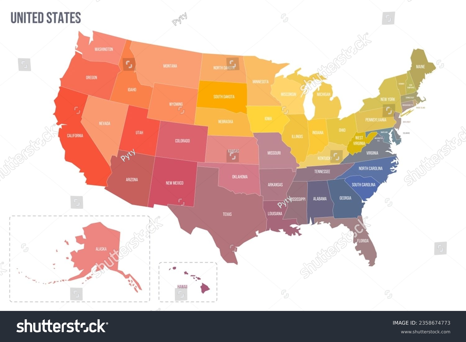 United States of America political map of - Royalty Free Stock Vector ...