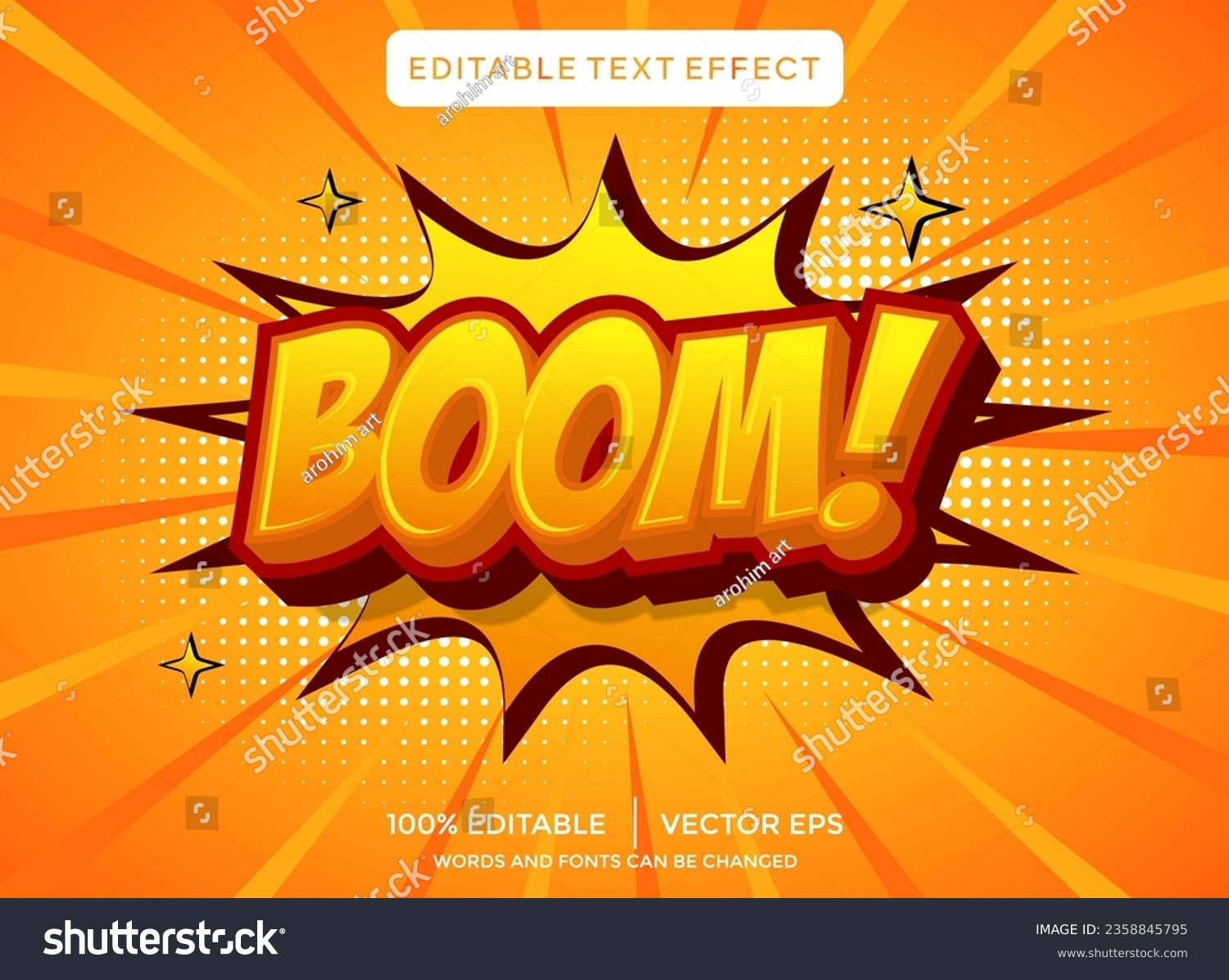 boom comic 3D text effect template - Royalty Free Stock Vector ...