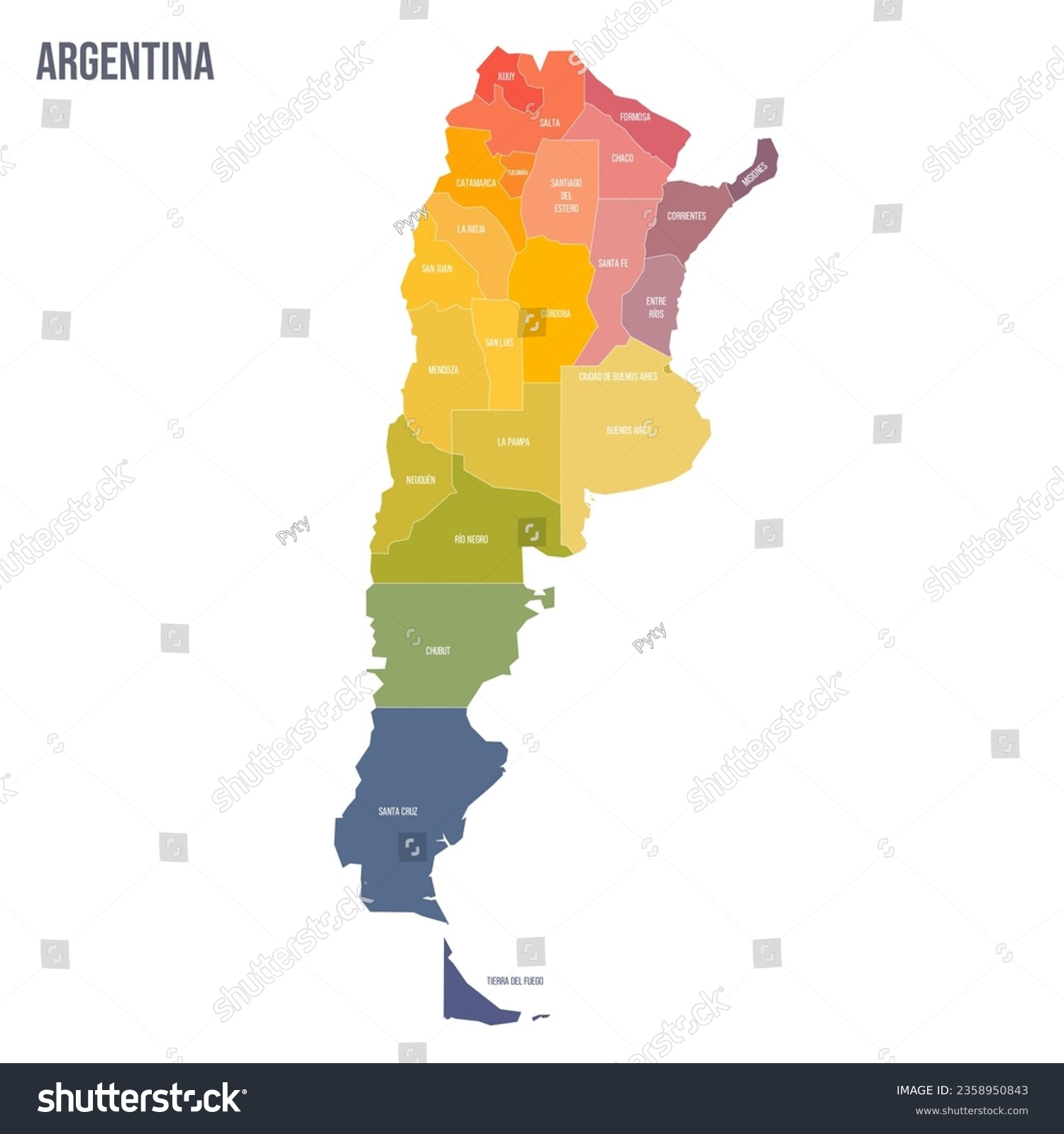 Argentina Political Map Of Administrative Royalty Free Stock Vector Avopix 2358950843