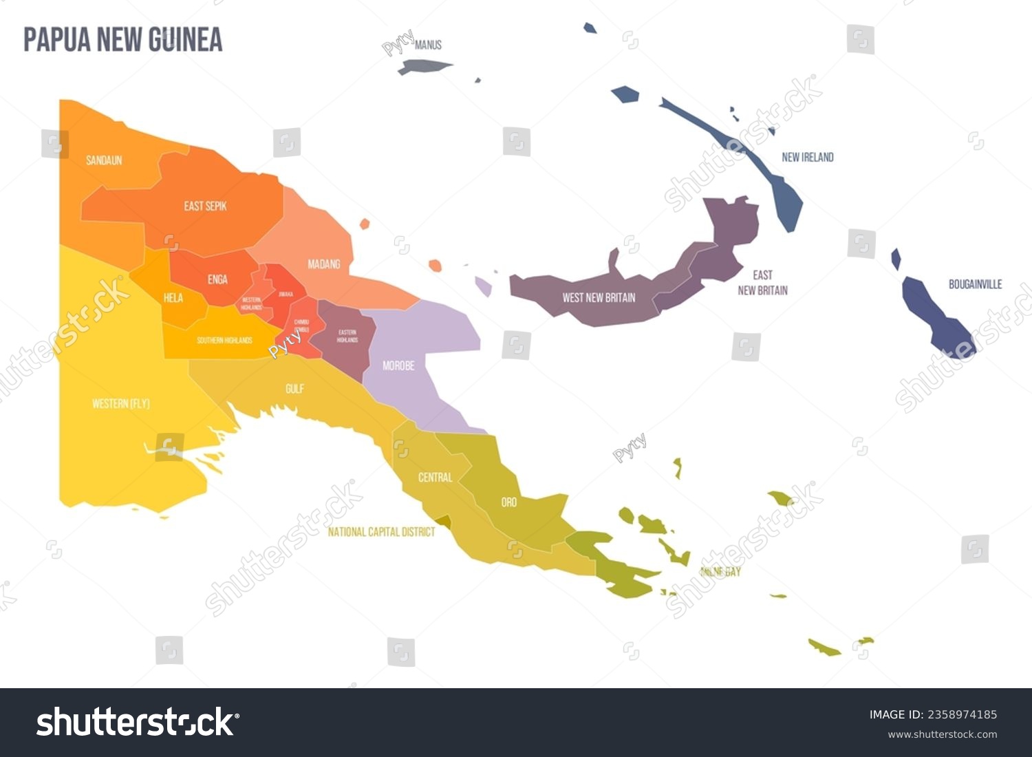 Papua New Guinea political map of administrative - Royalty Free Stock ...