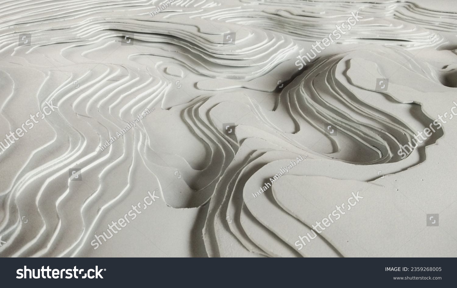 Contour models. Topographic map lines. Topographic abstract illustration for concept design. Realistic 3D topographic relief #2359268005