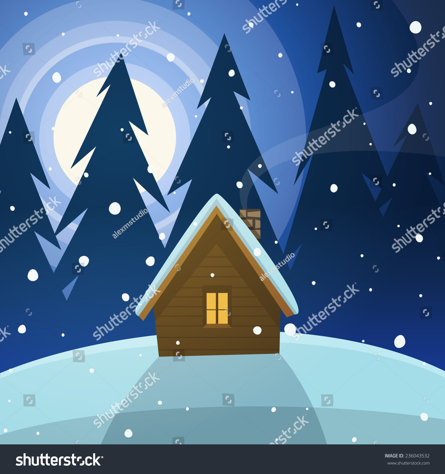 Cabin in the woods - Royalty Free Stock Vector 236043532 - Avopix.com