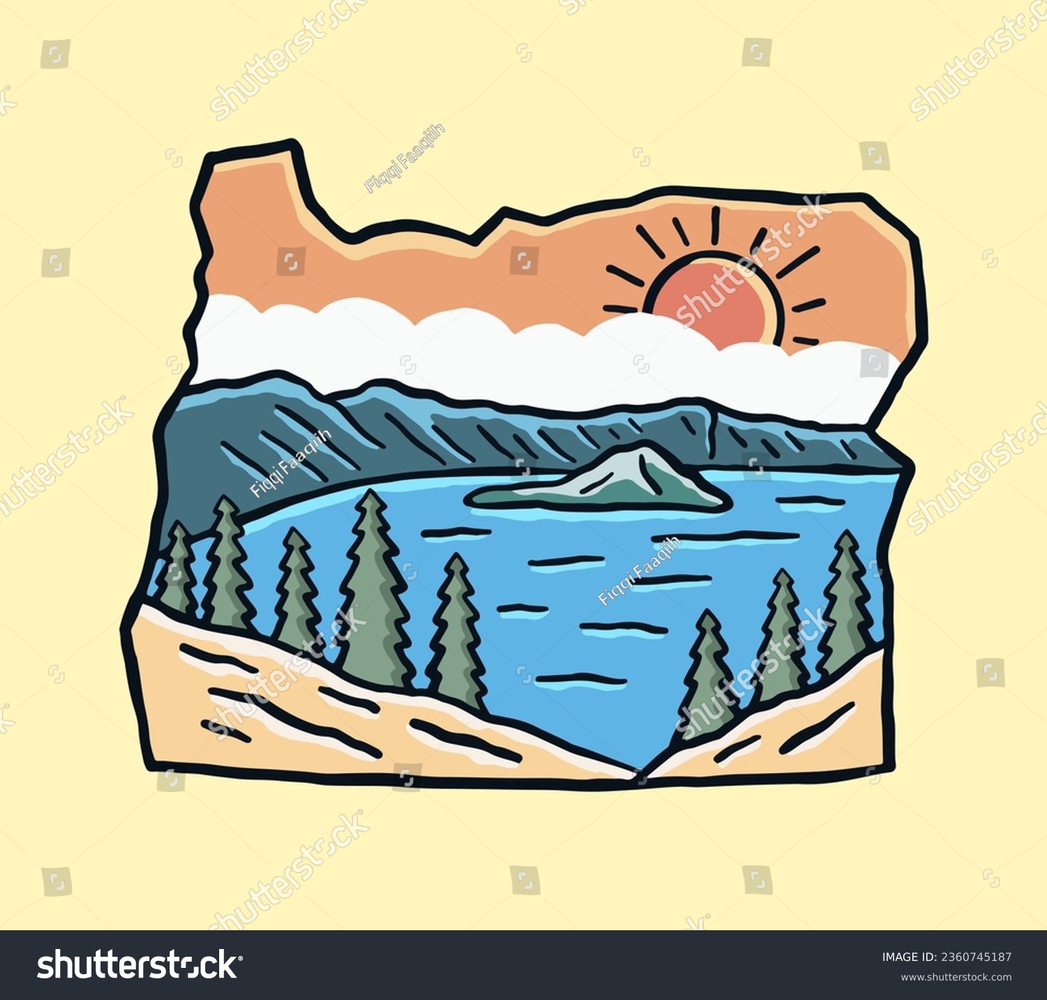 Vintage vector of Crater Lake national Park - Royalty Free Stock Vector ...