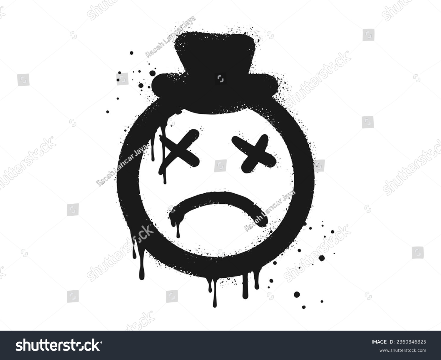 Scary sick face emoticon character with hat. - Royalty Free Stock ...