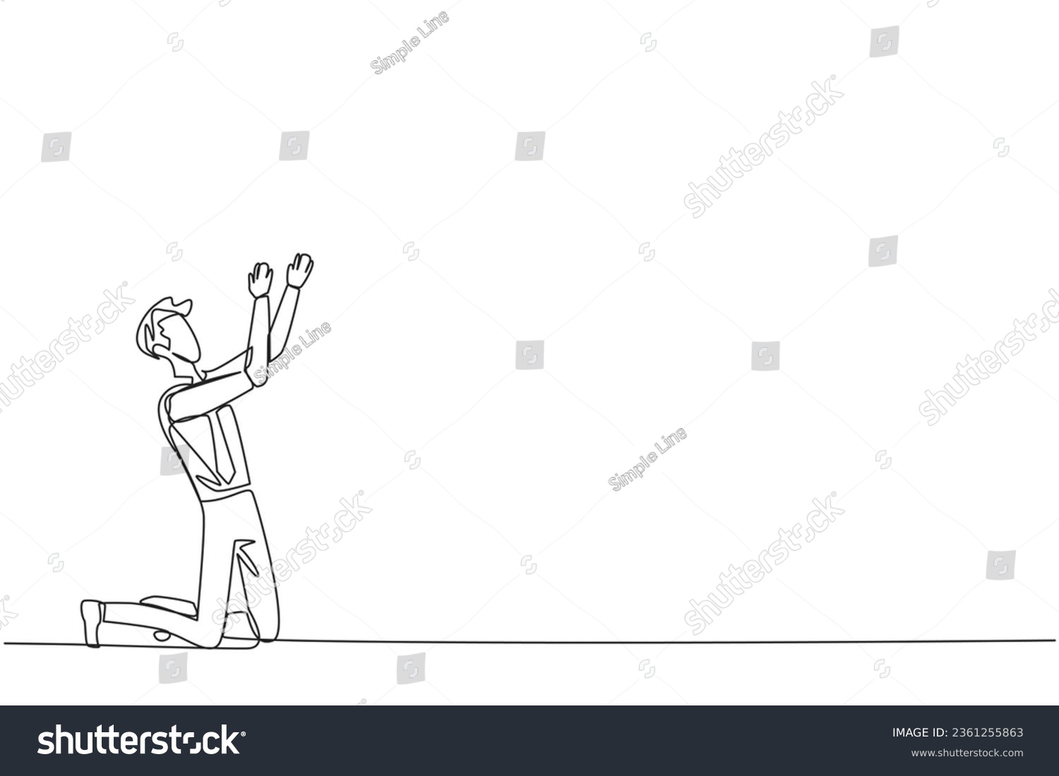 Continuous one line drawing businessman kneeling - Royalty Free Stock ...